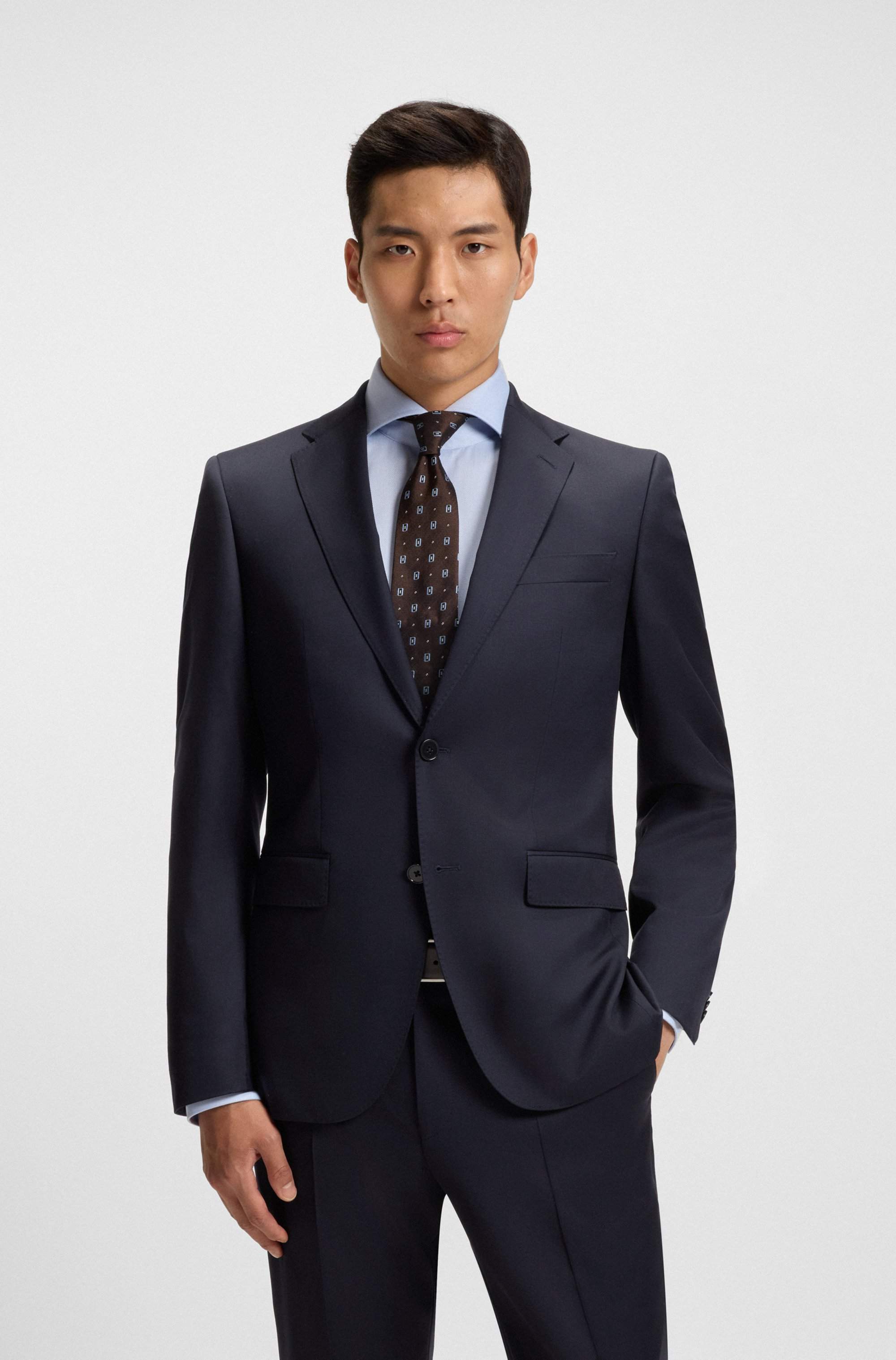 Regular-fit suit jacket in virgin-wool serge