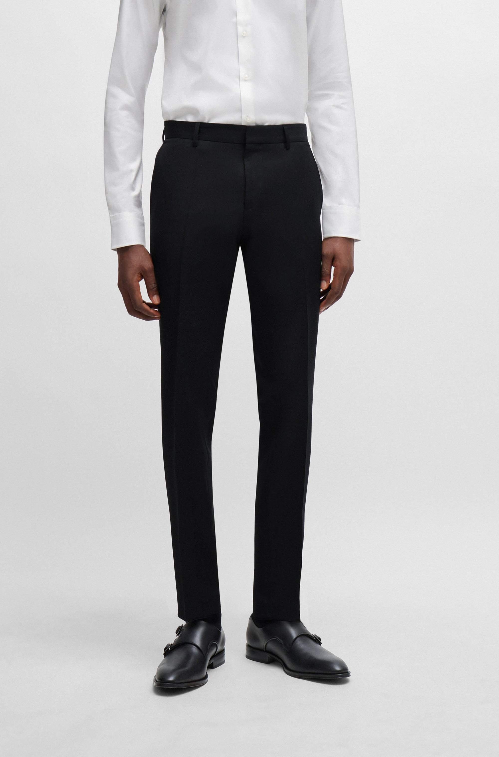 Slim-fit trousers in virgin-wool serge