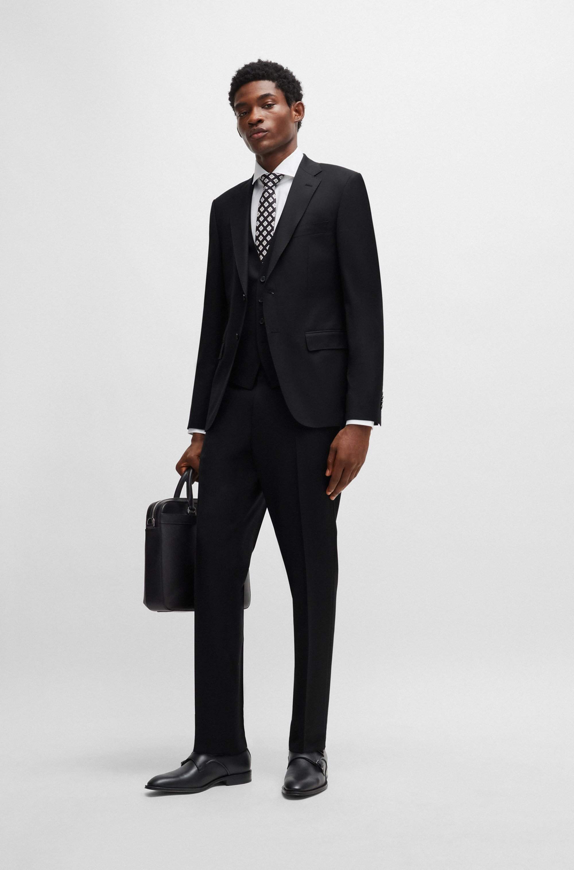 Slim-fit trousers in virgin-wool serge