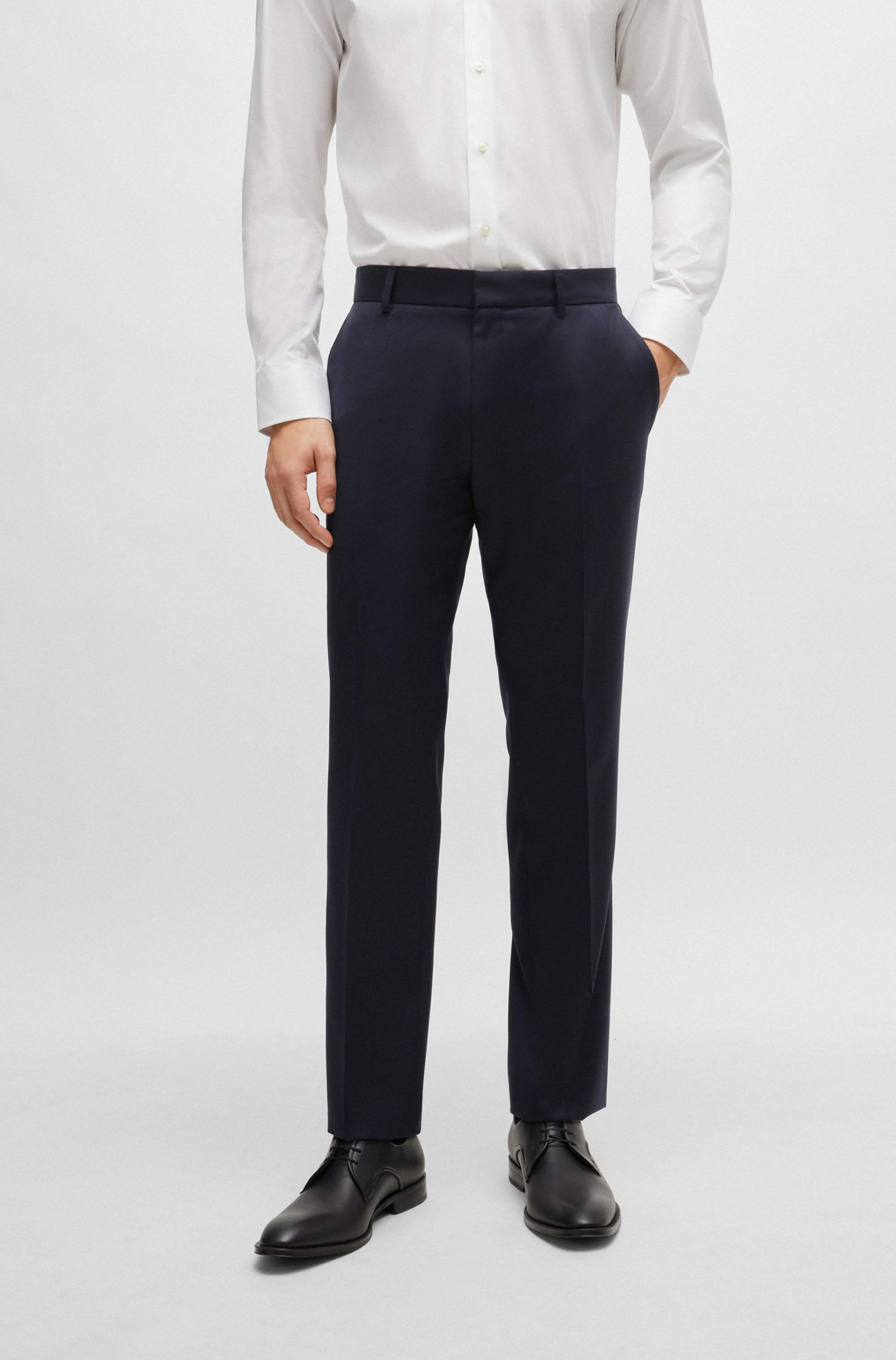 Slim-fit trousers in virgin-wool serge