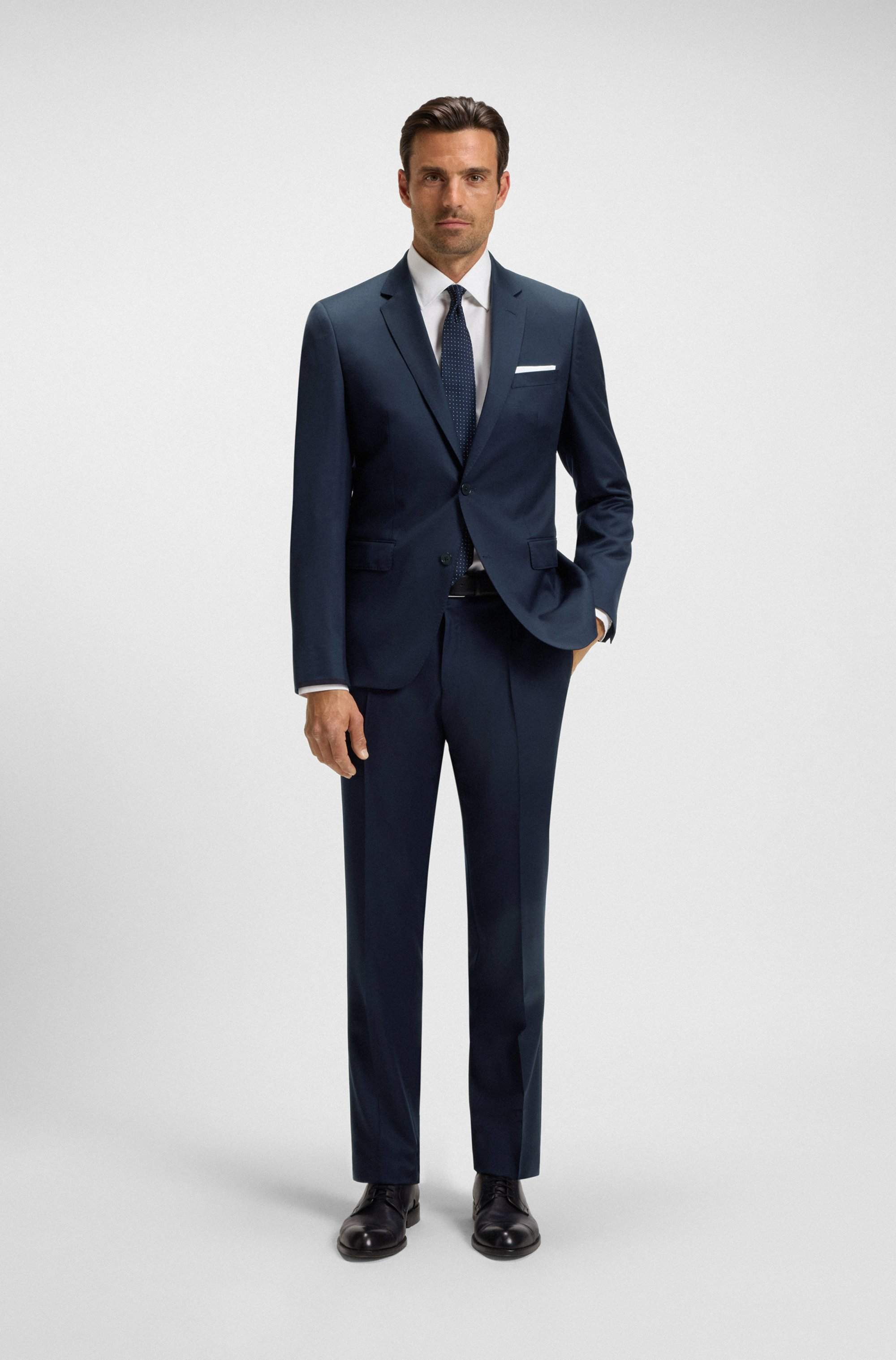 Slim-fit trousers in virgin-wool serge