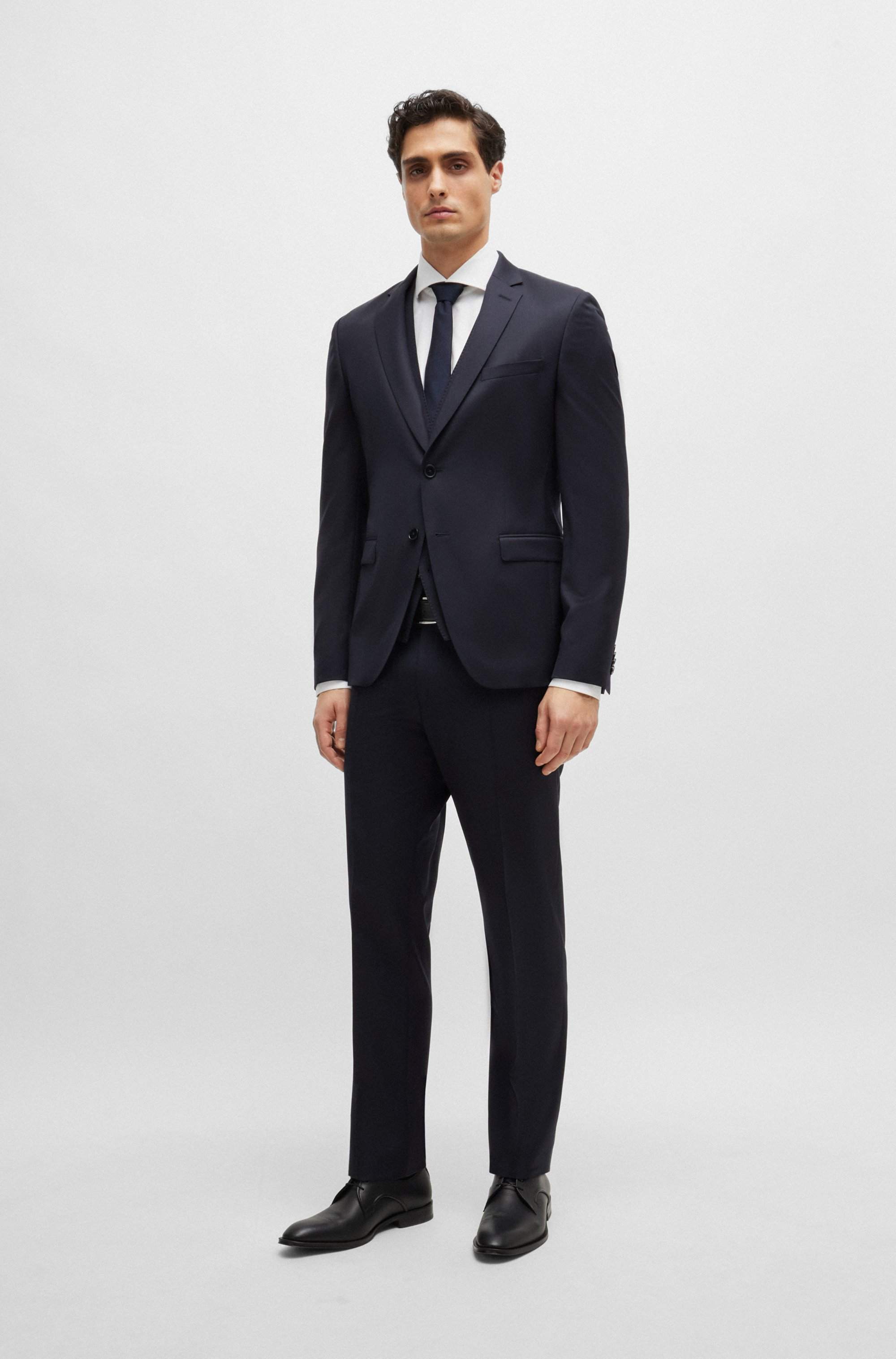 Slim-fit trousers in virgin-wool serge