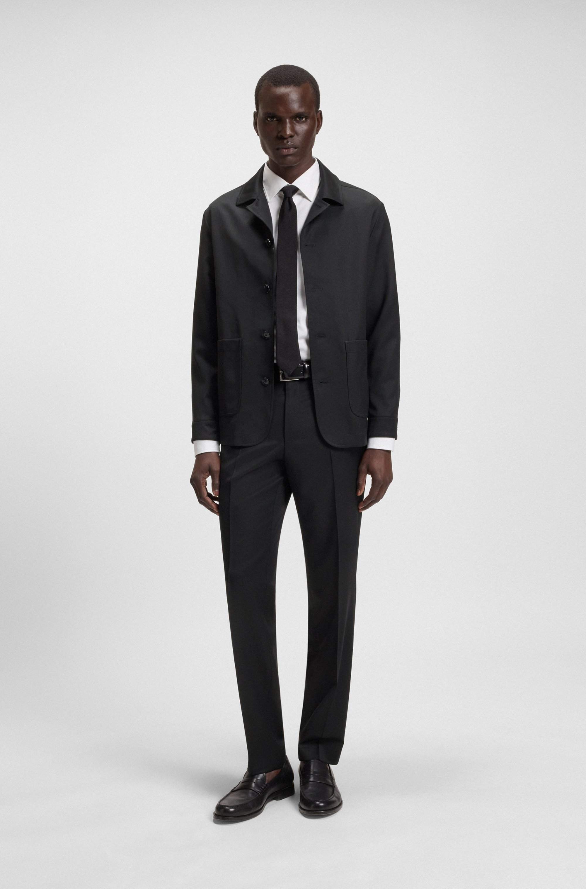 Regular-fit trousers in virgin-wool serge