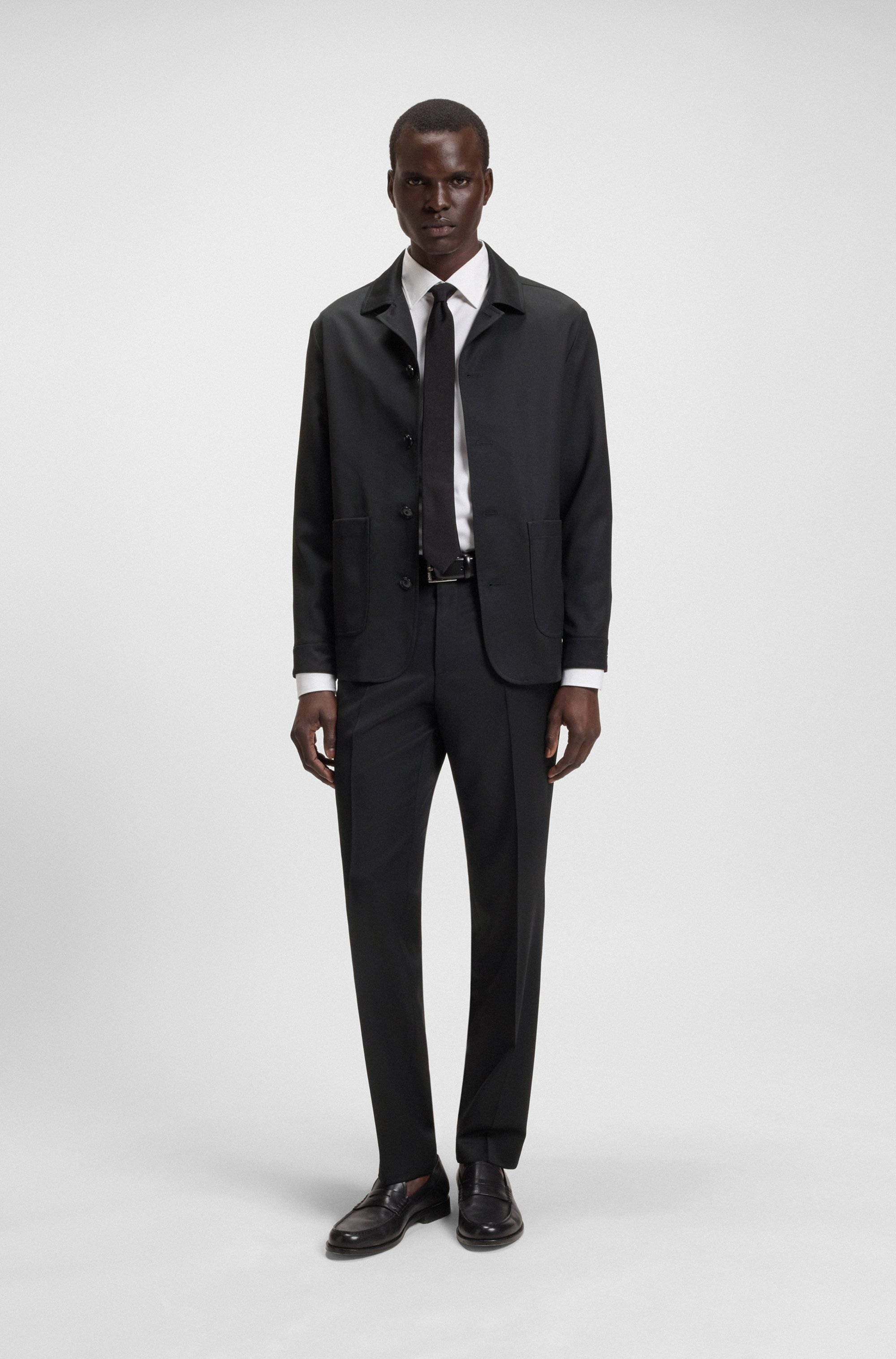 Regular-fit trousers in virgin-wool serge