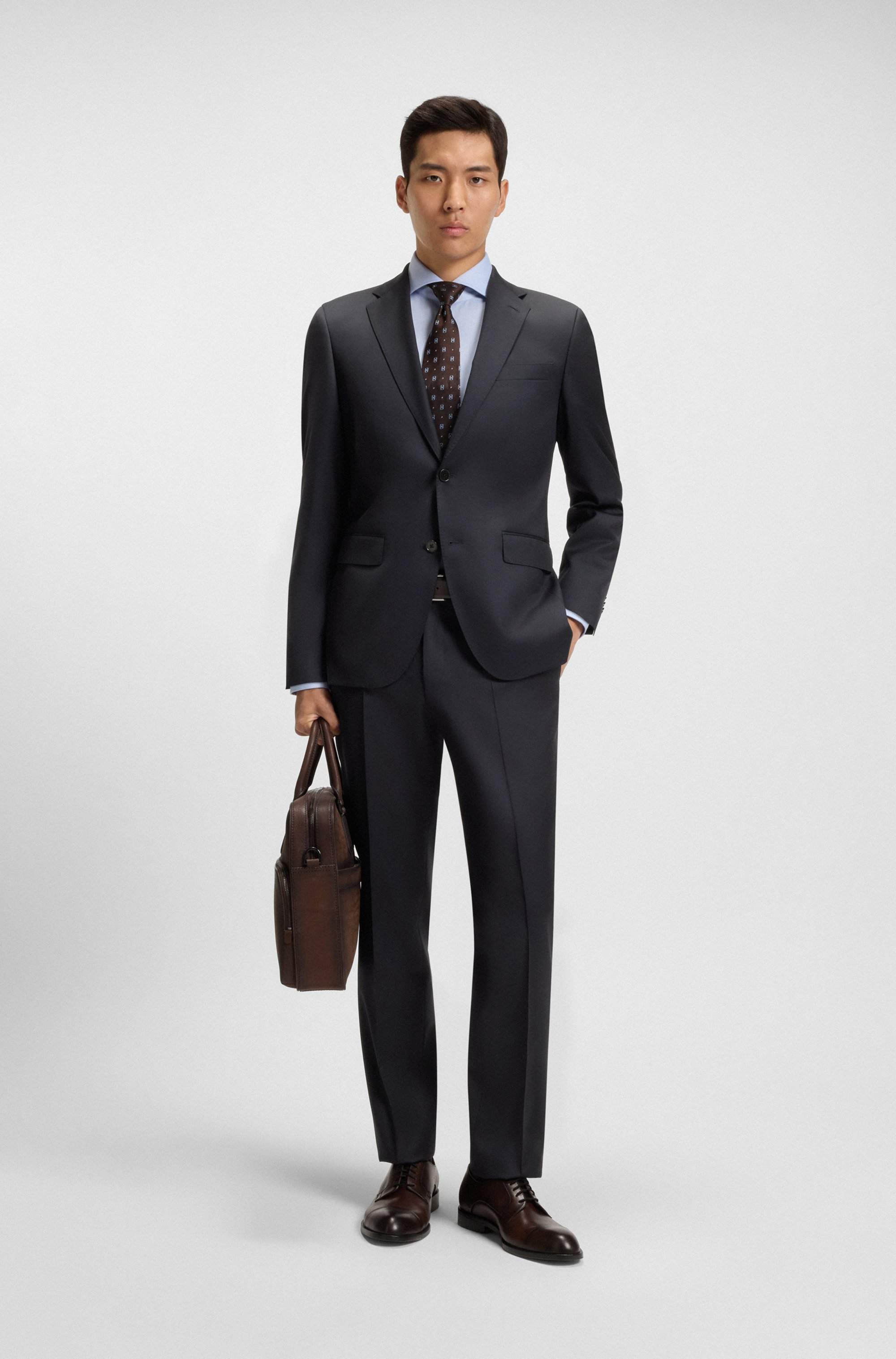 Regular-fit trousers in virgin-wool serge