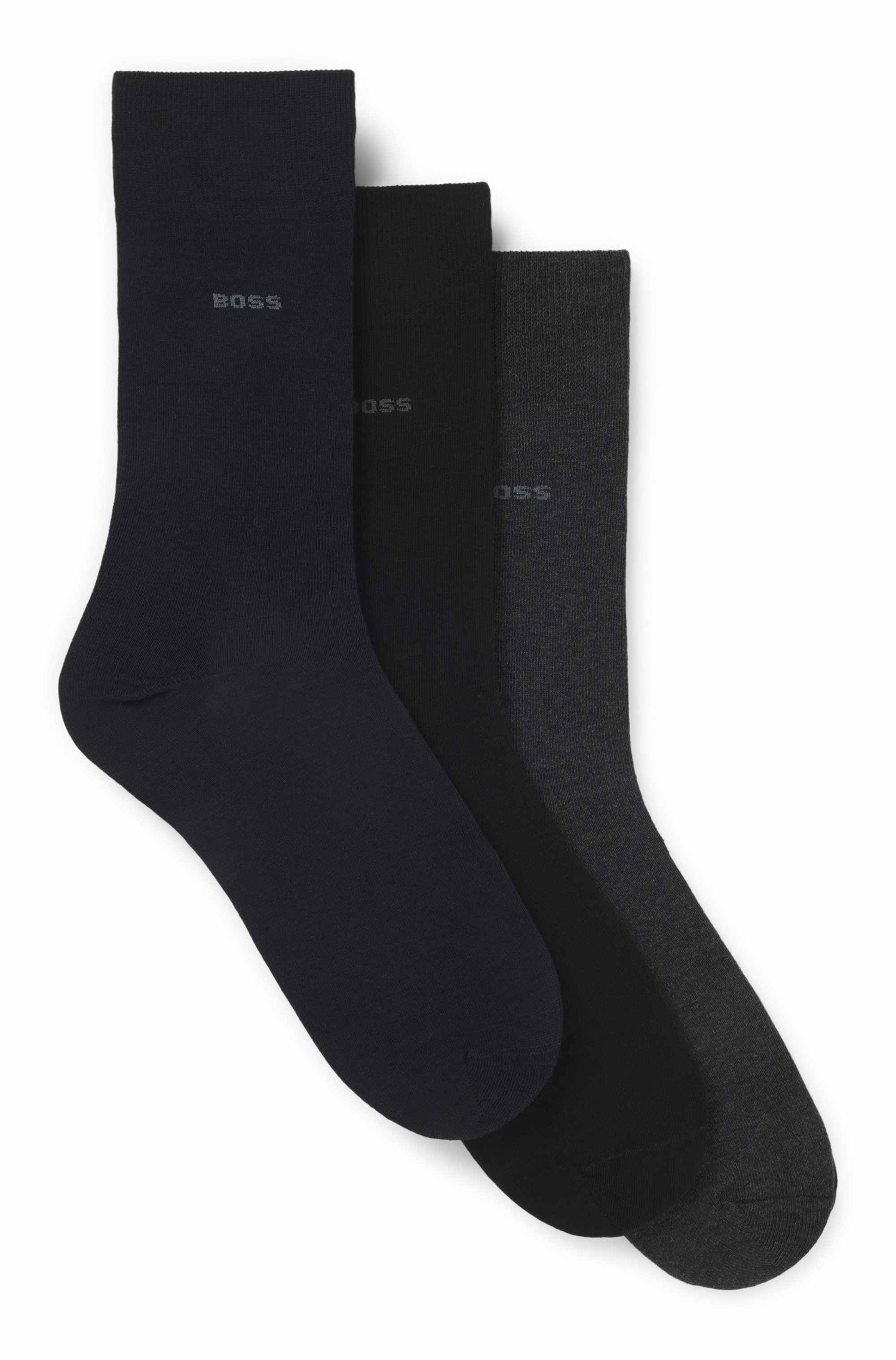 Three-pack of regular-length socks in stretch fabric