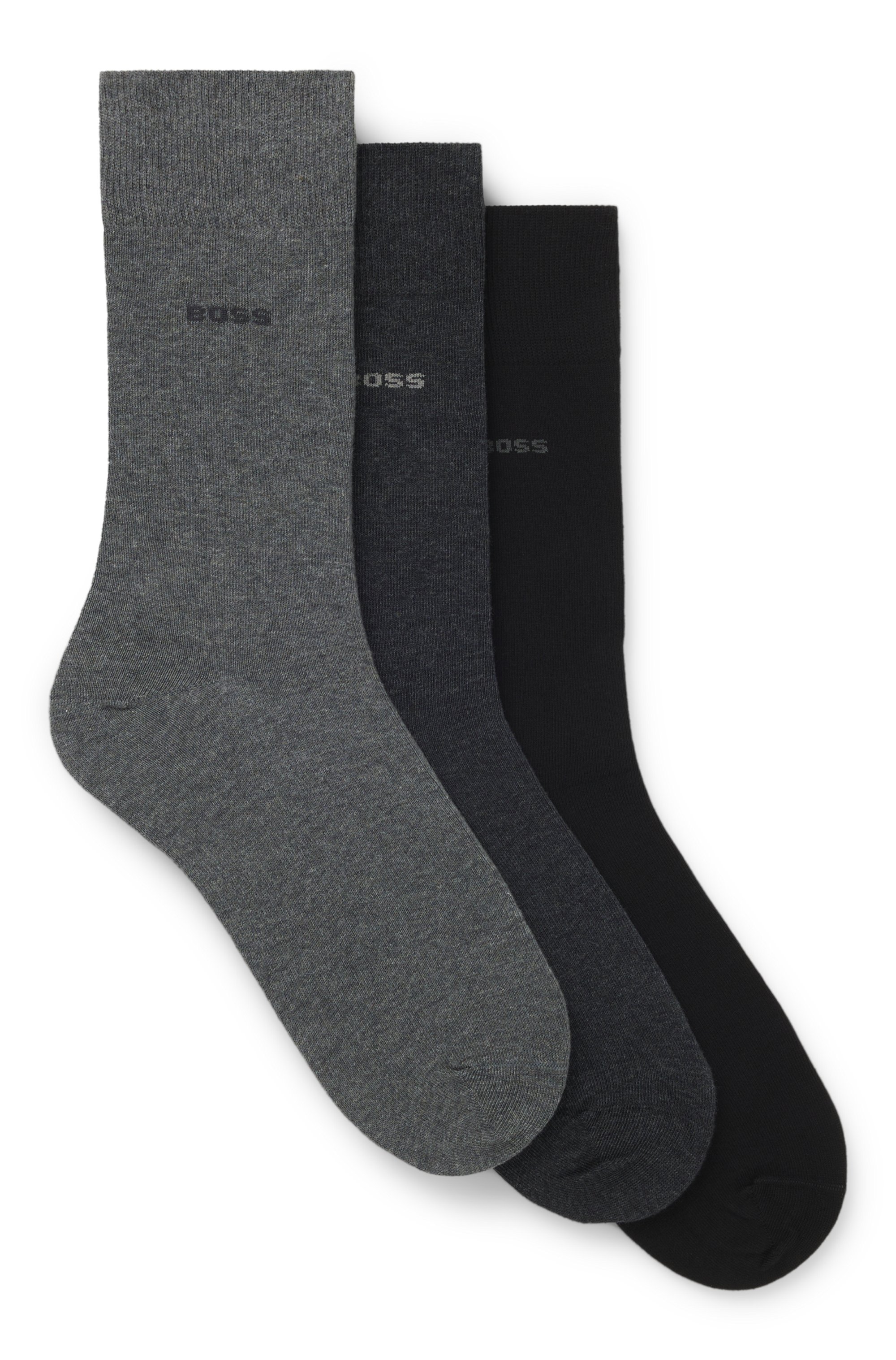 Three-pack of regular-length socks in stretch fabric