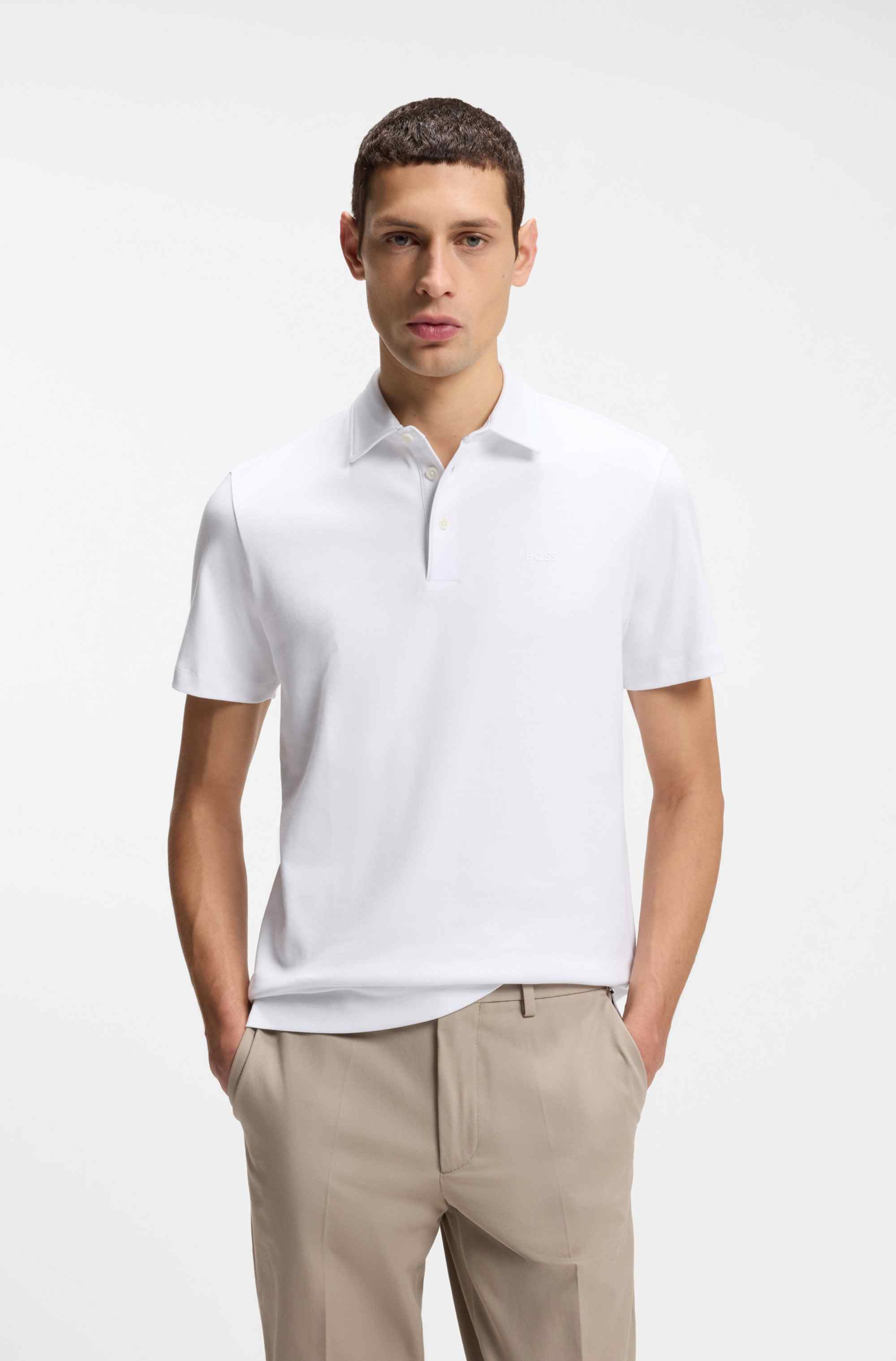 Slim-fit polo shirt in interlock cotton