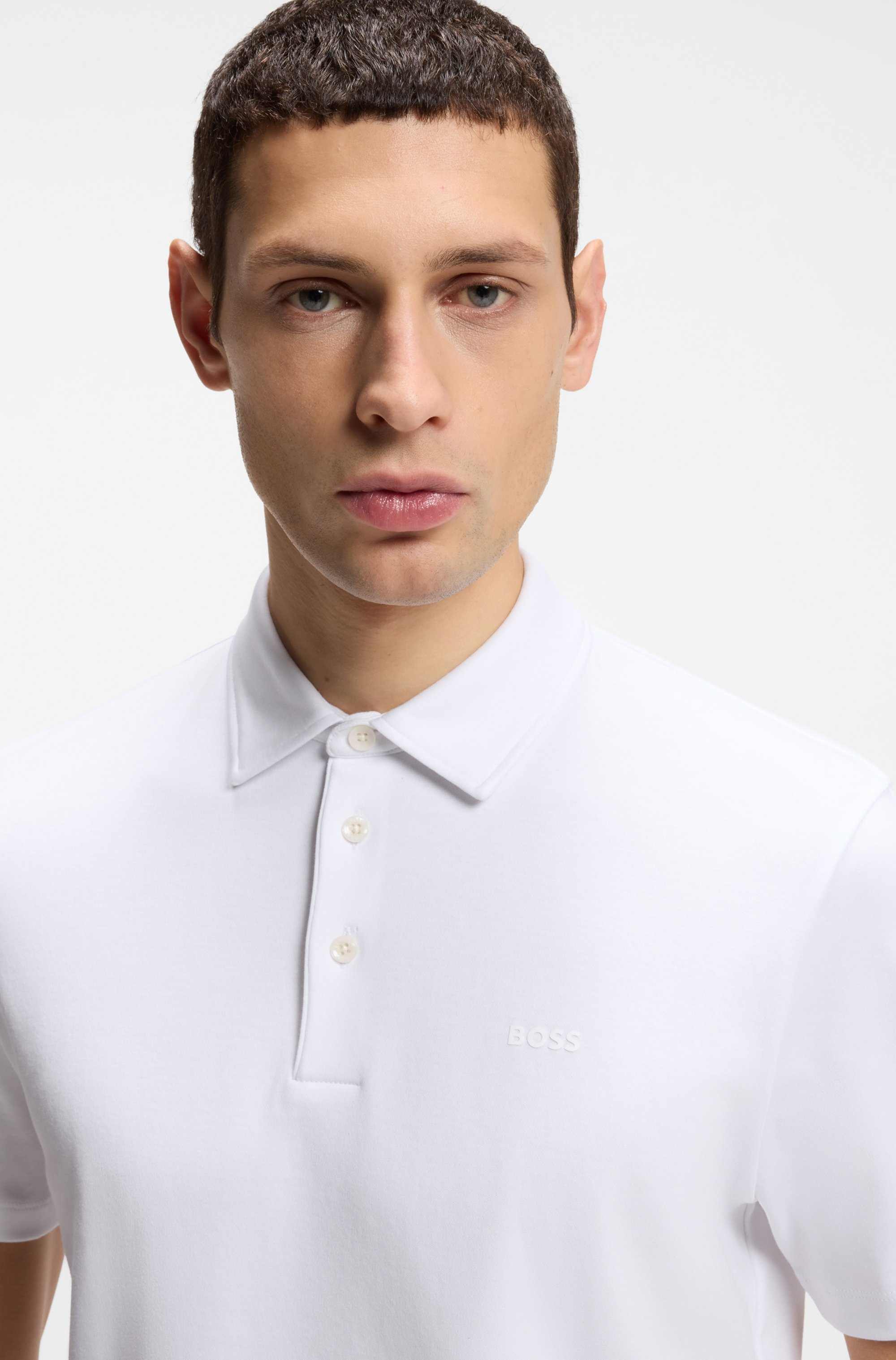 Slim-fit polo shirt in interlock cotton