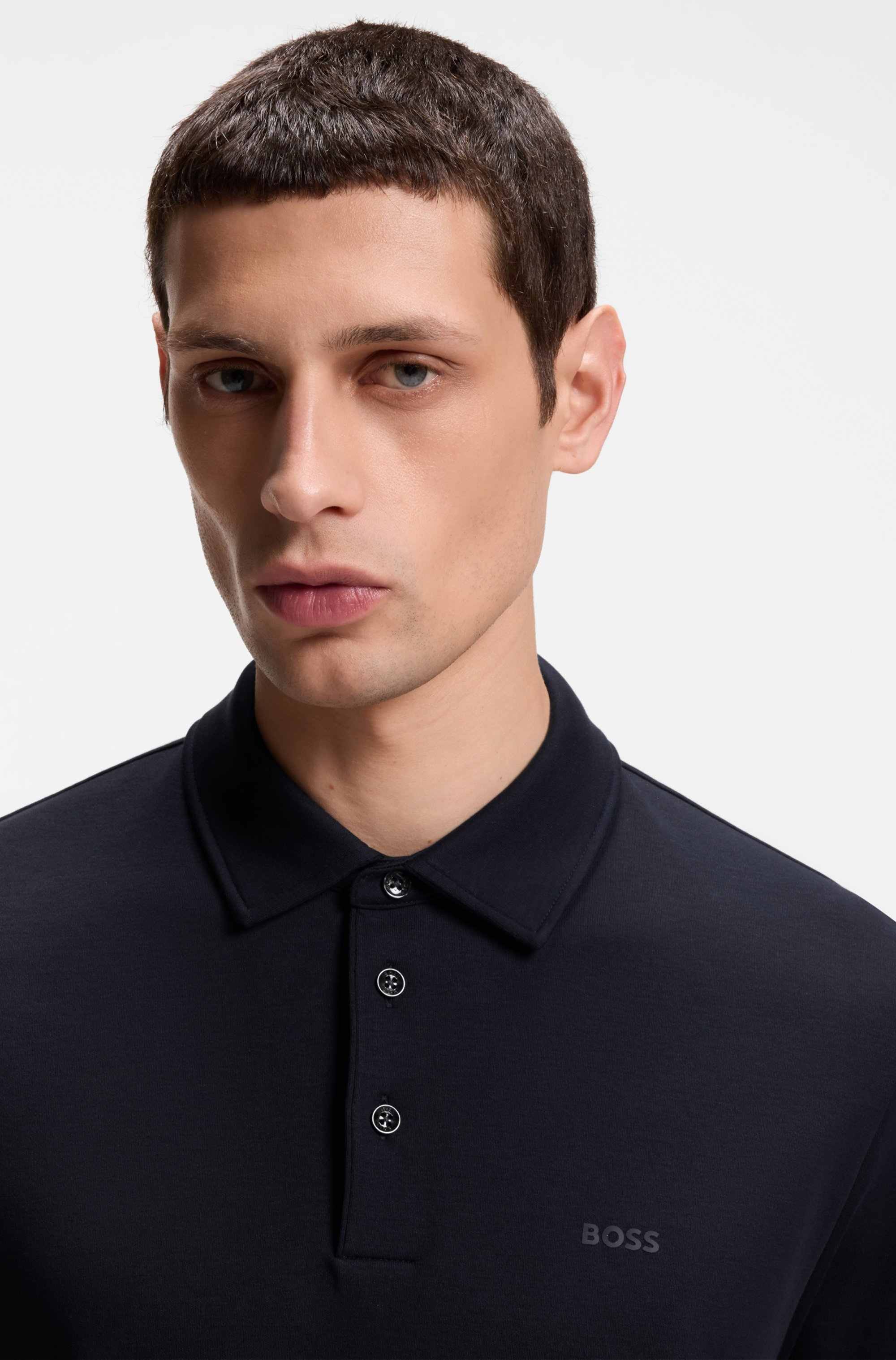 Slim-fit polo shirt in interlock cotton