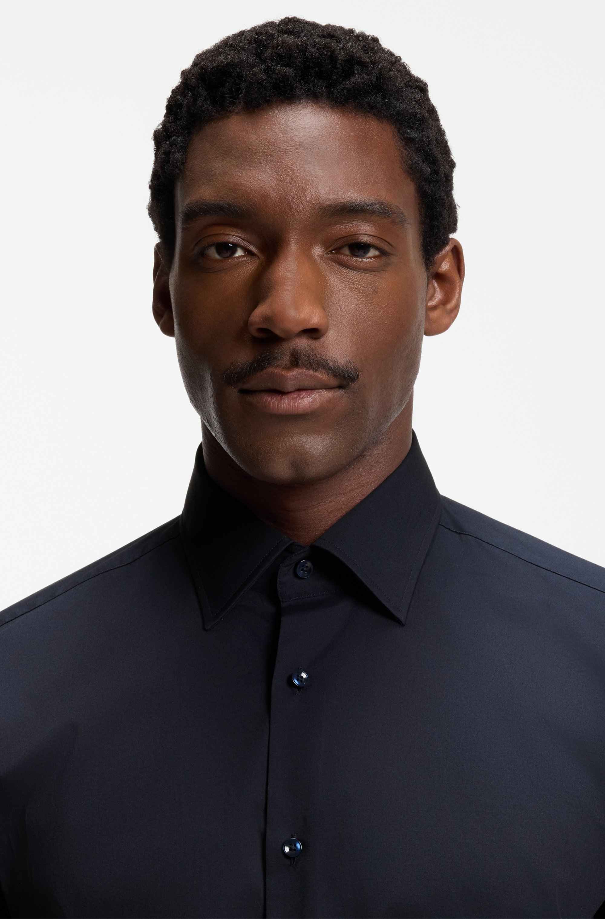 Regular-fit shirt in easy-iron stretch-cotton poplin