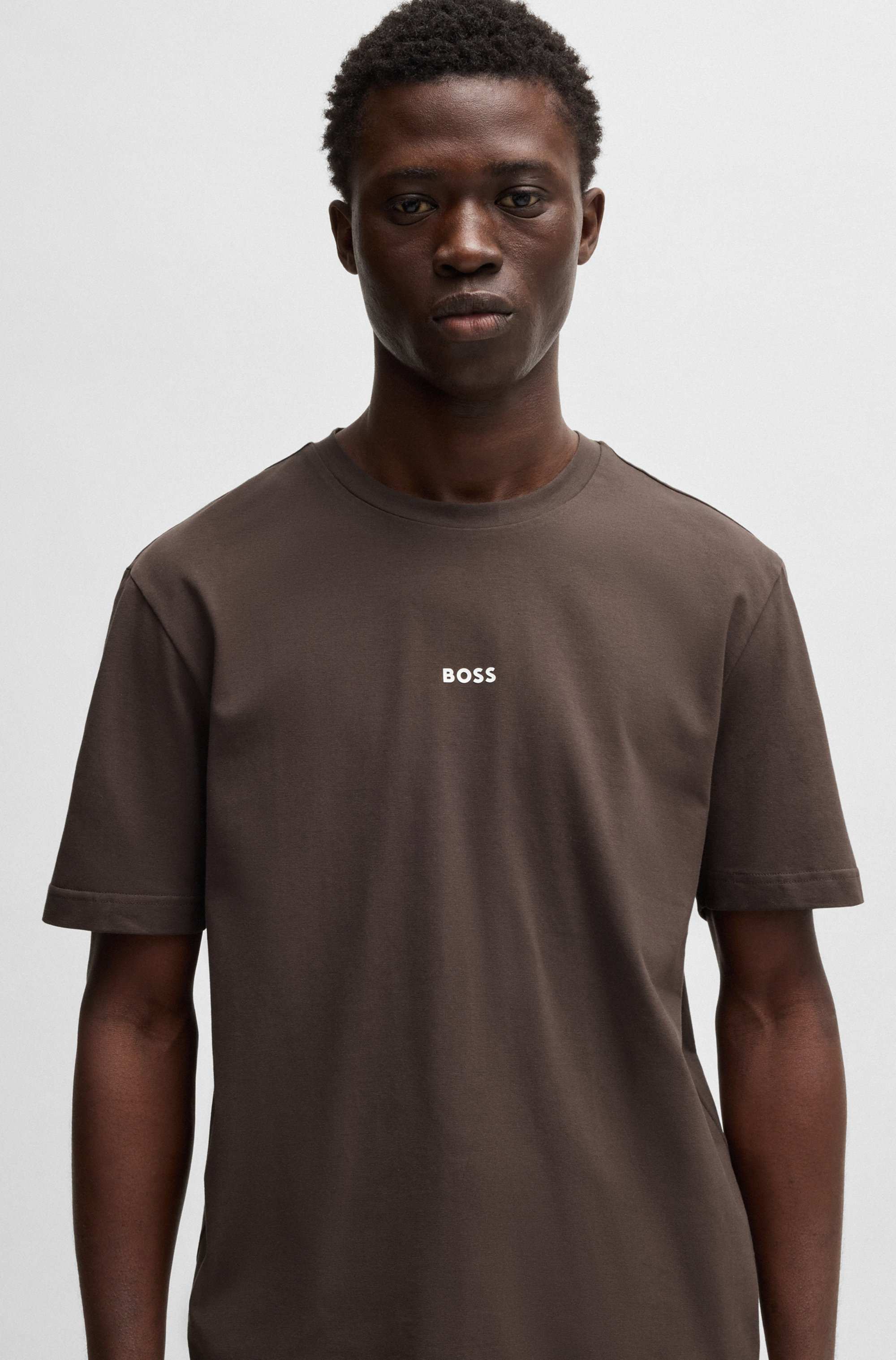 Relaxed-fit T-shirt in stretch cotton with logo print