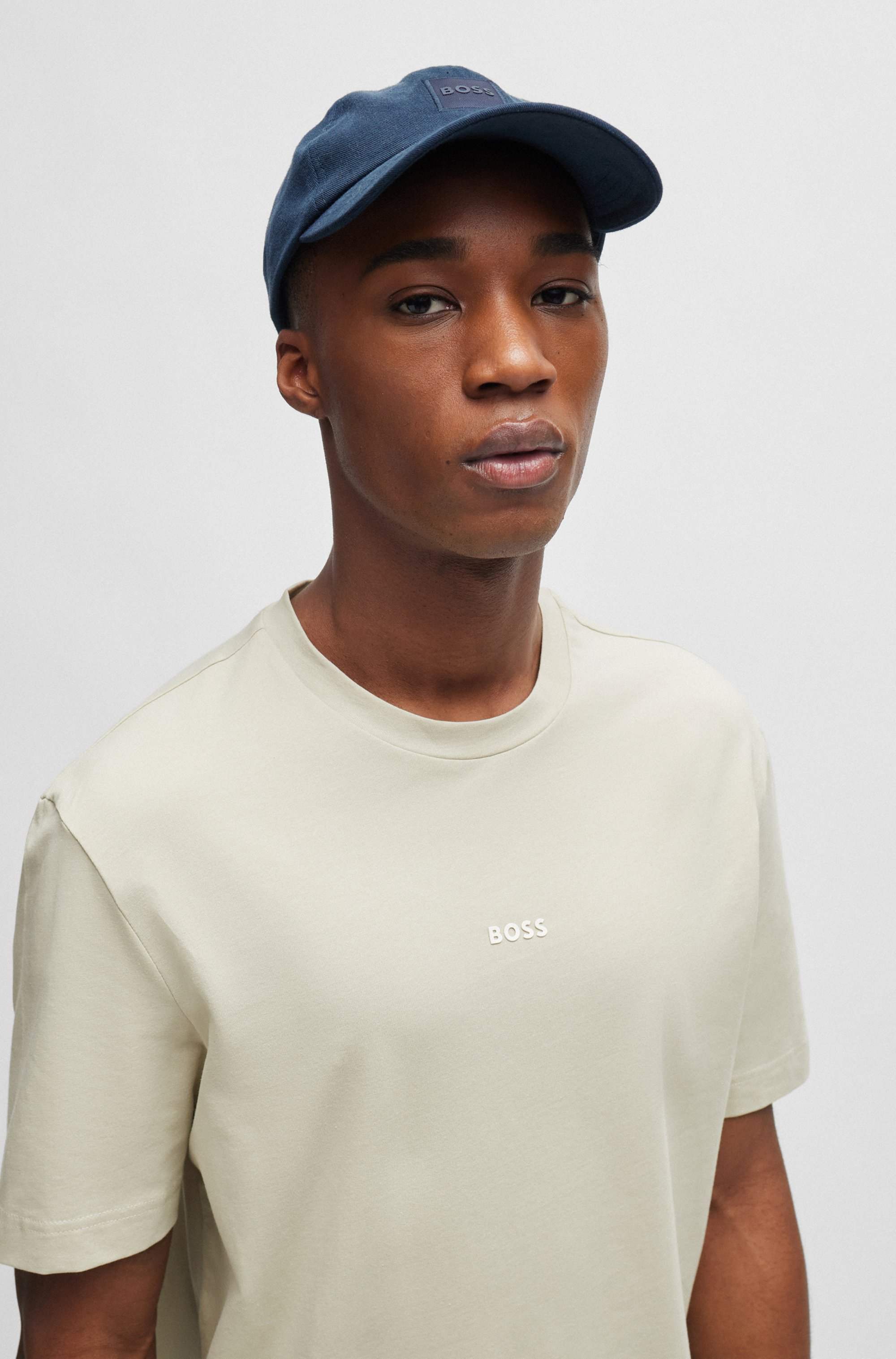 Relaxed-fit T-shirt in stretch cotton with logo print