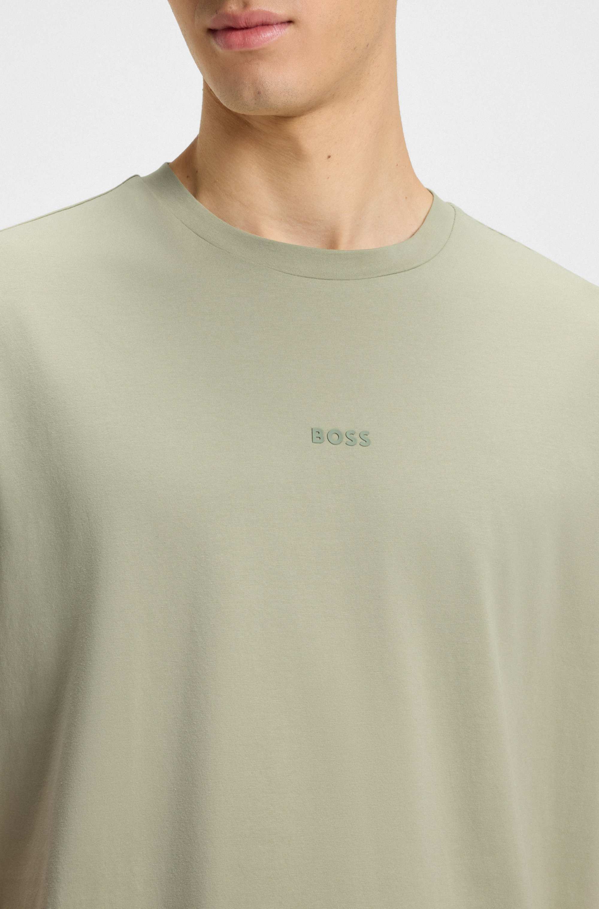 Stretch-cotton T-shirt with logo print
