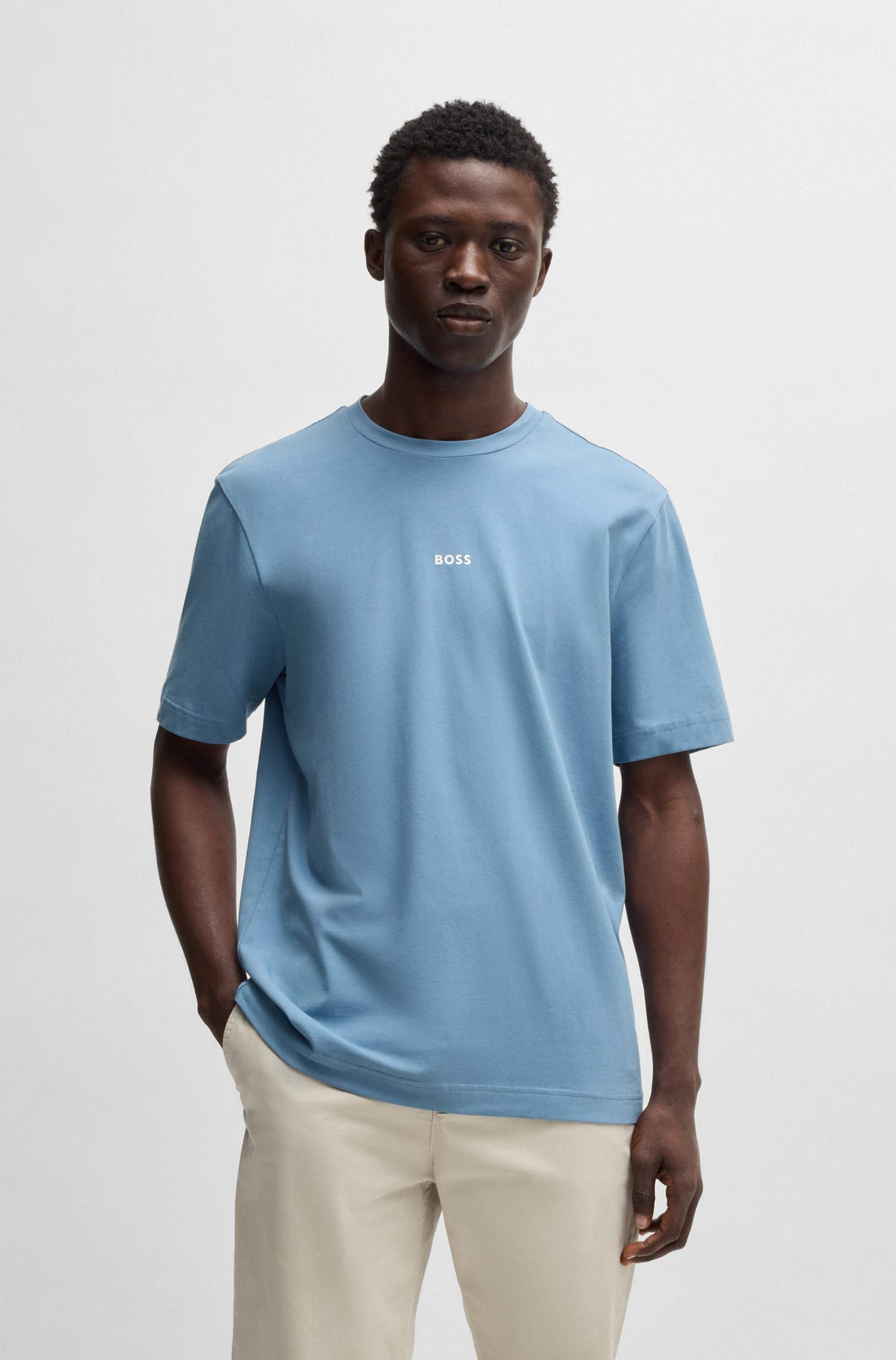 Relaxed-fit T-shirt in stretch cotton with logo print