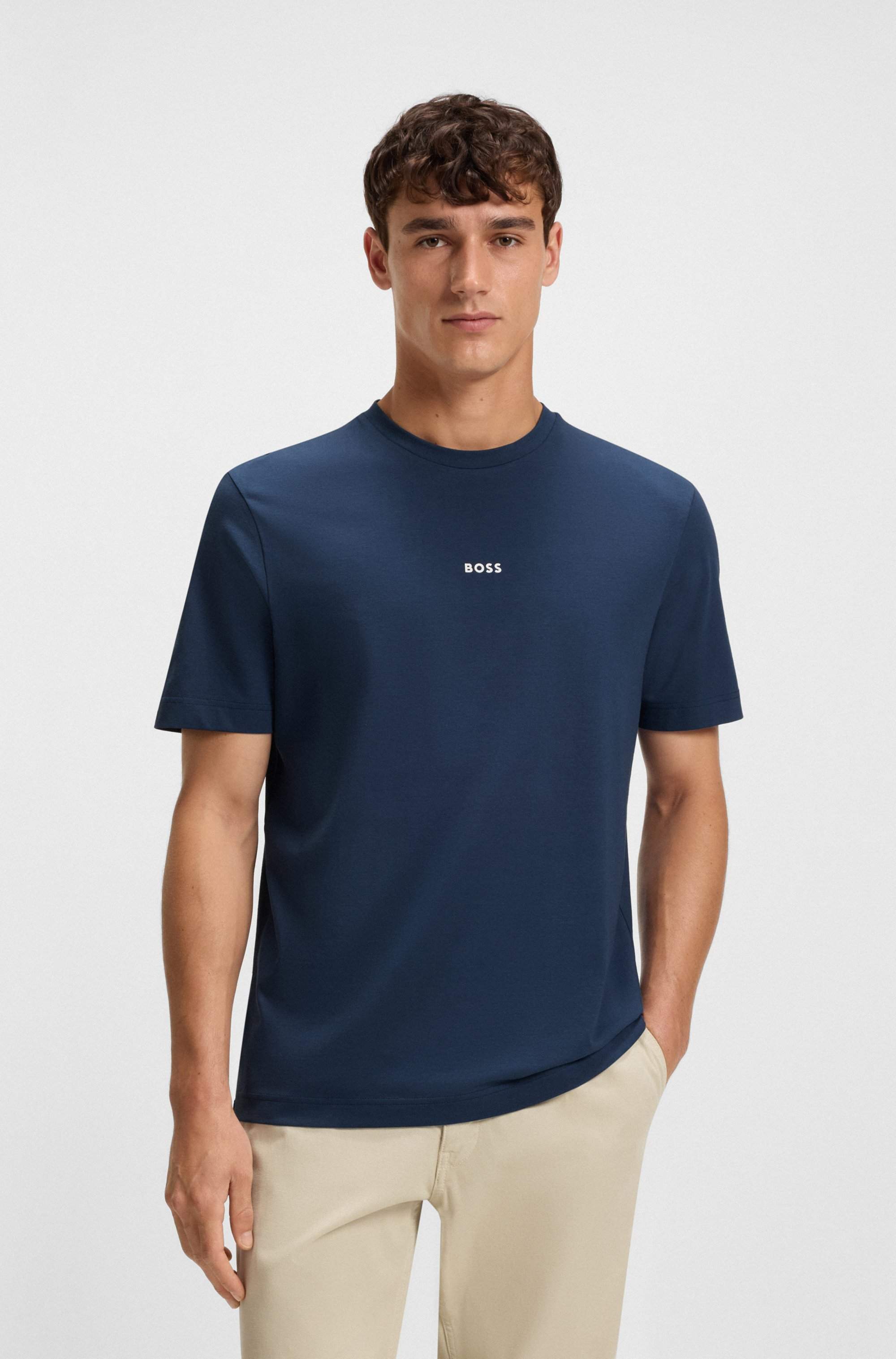 Relaxed-fit T-shirt in stretch cotton with logo print