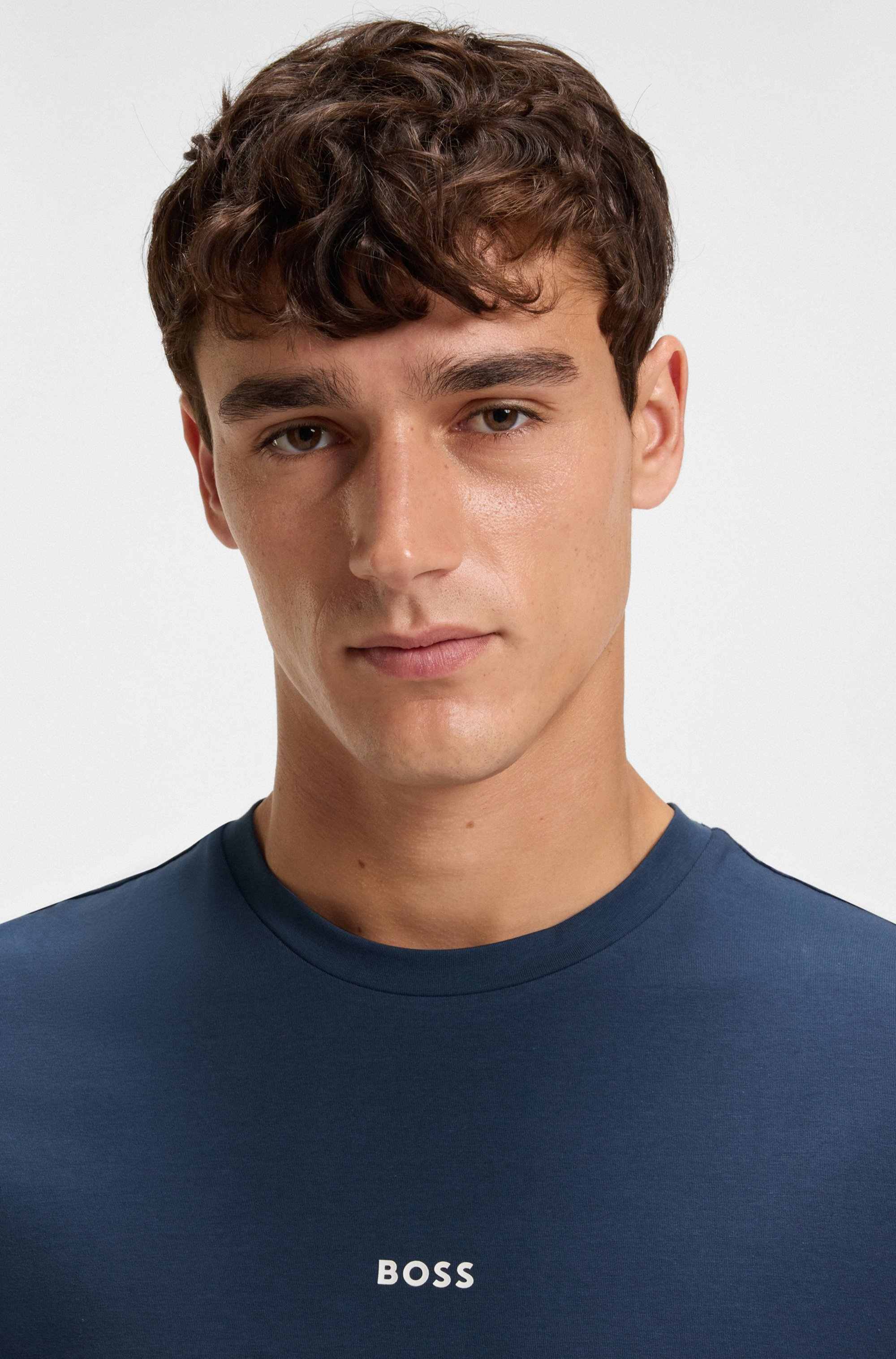 Relaxed-fit T-shirt in stretch cotton with logo print