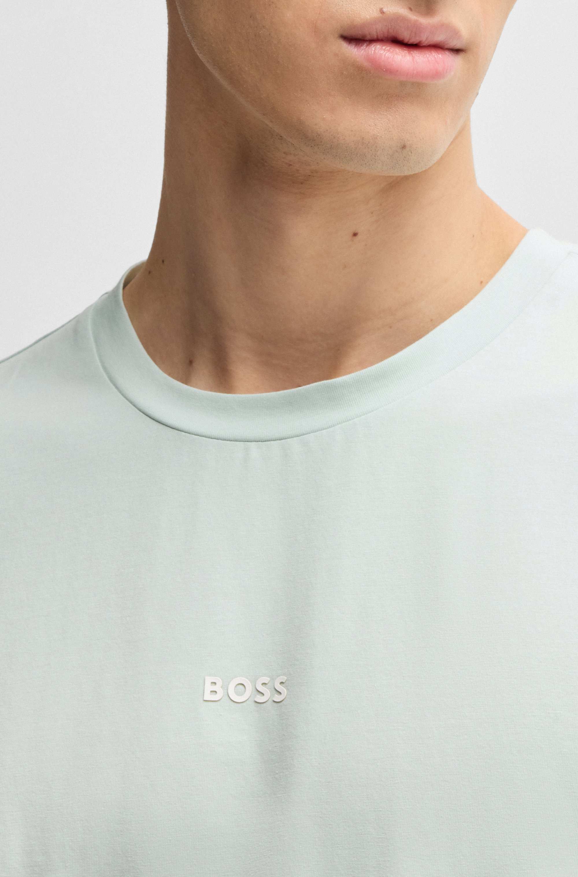Stretch-cotton T-shirt with logo print