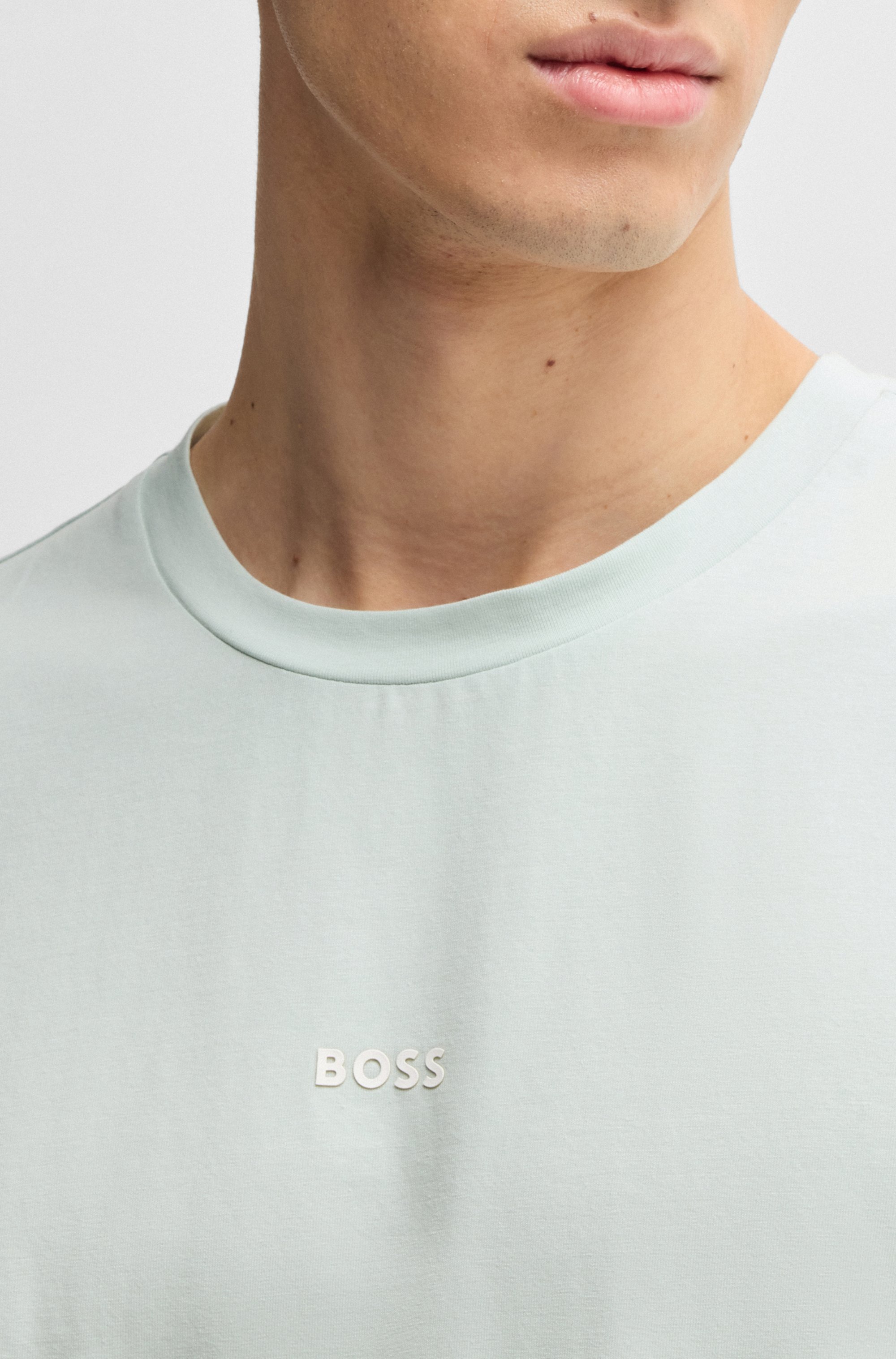 Stretch-cotton T-shirt with contrast logo