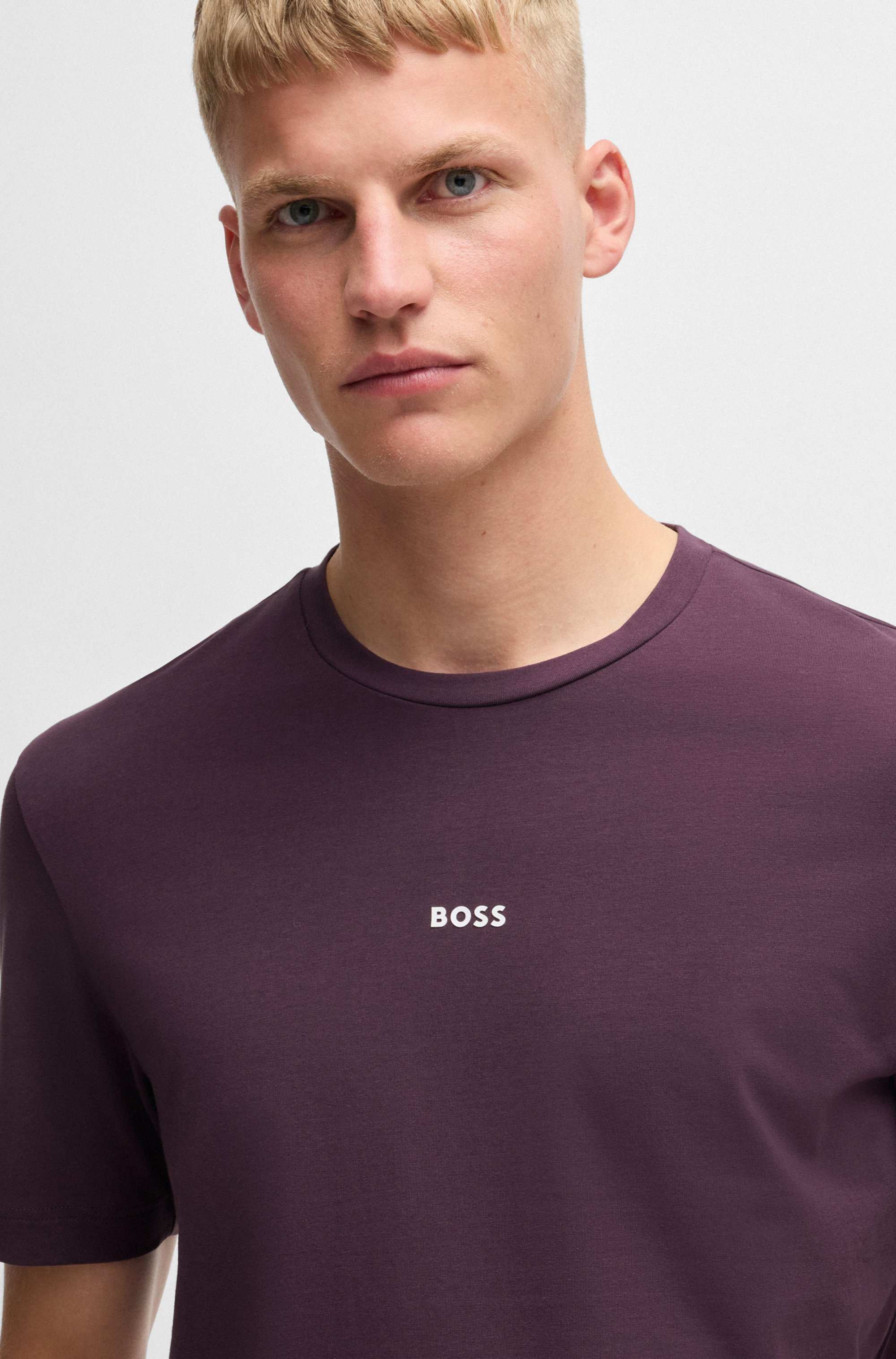 Relaxed-fit T-shirt in stretch cotton with logo print