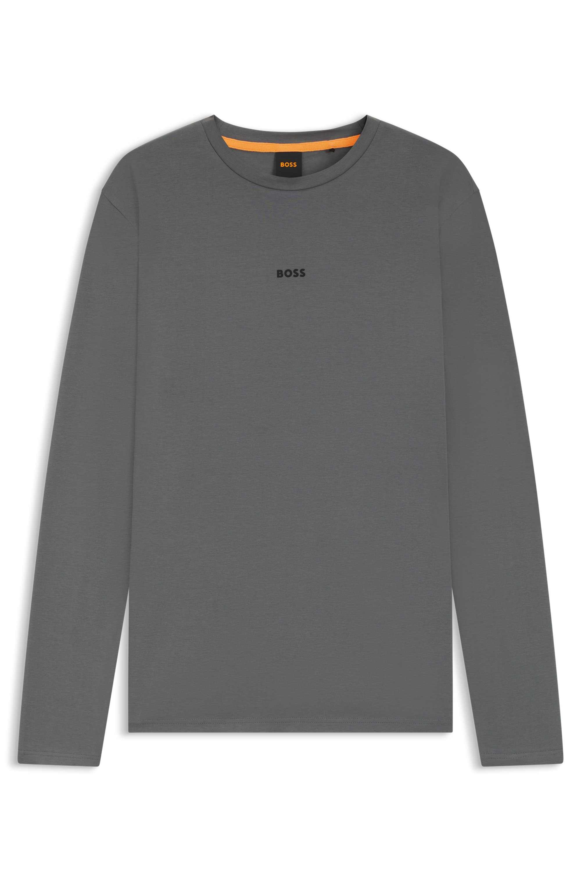 Long-sleeved T-shirt in stretch cotton with logo print