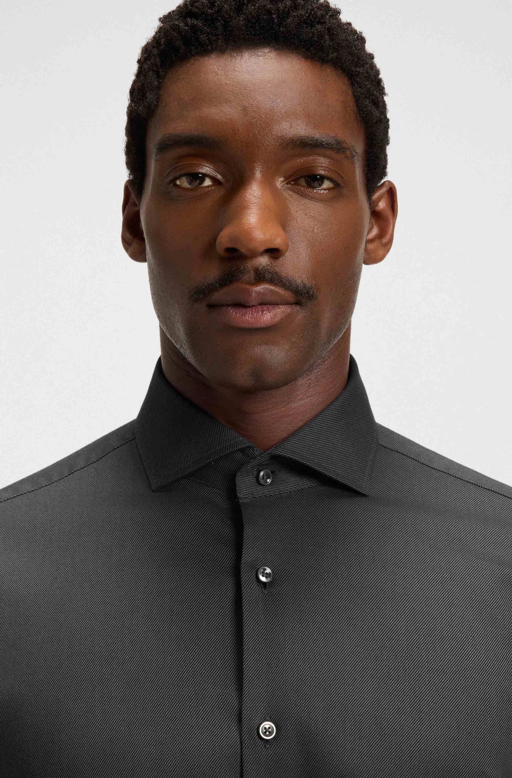 Regular-fit shirt in easy-iron stretch-cotton twill