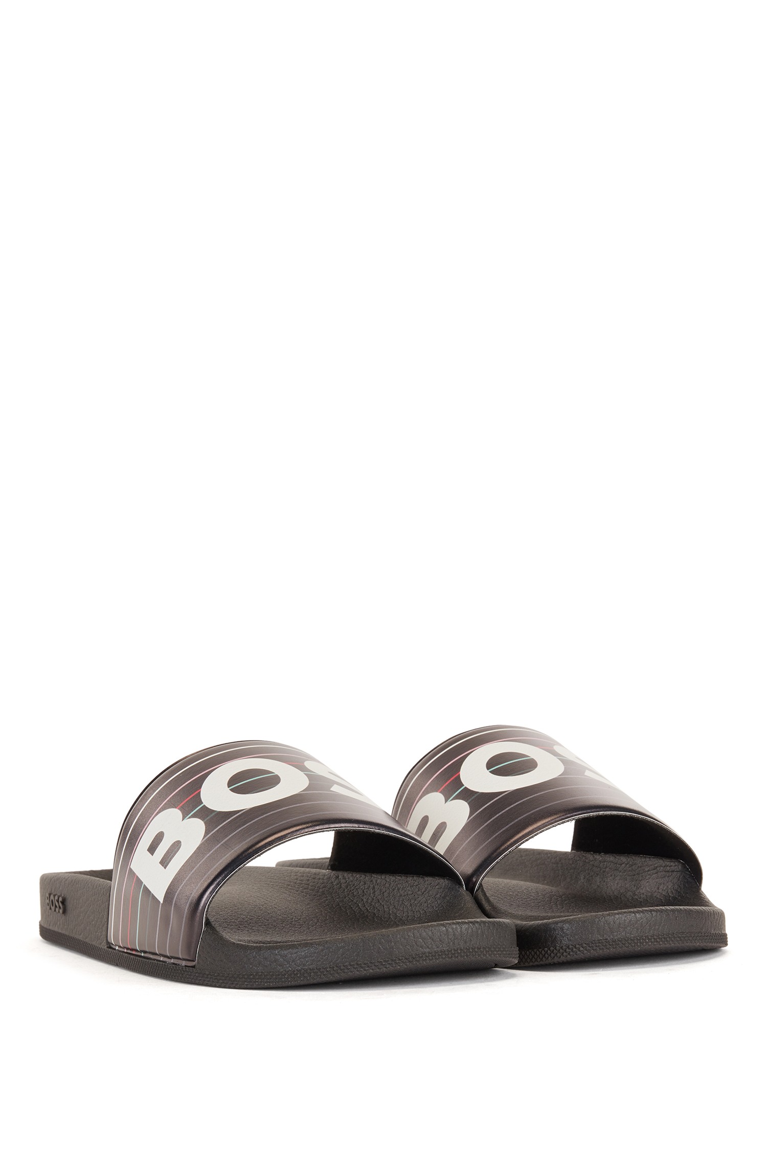 HUGO ITALIAN-MADE SLIDES WITH LOGO
STRAP HUGO - Logo sandals with double touch-closure straps - Black main image 4