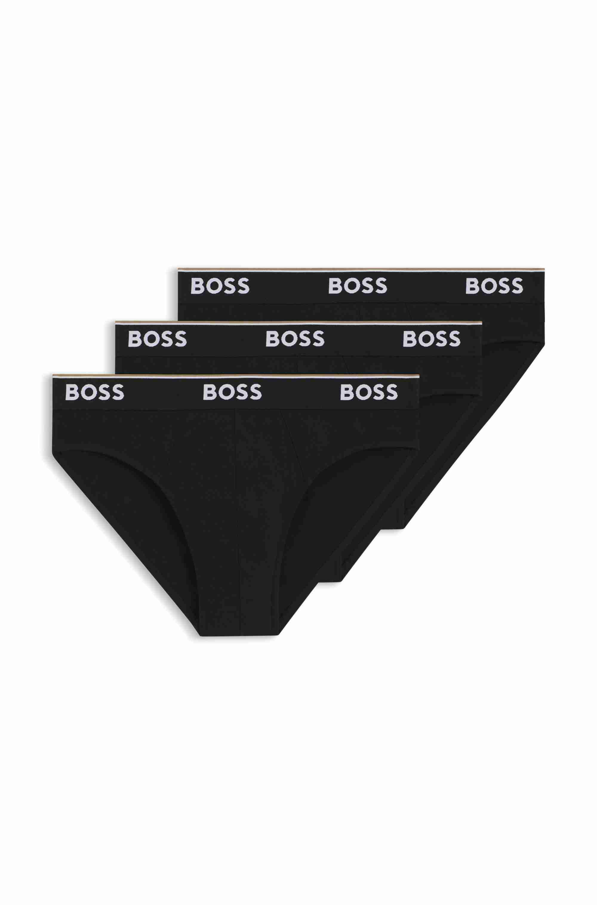 Three-pack of stretch-cotton briefs with logo waistbands