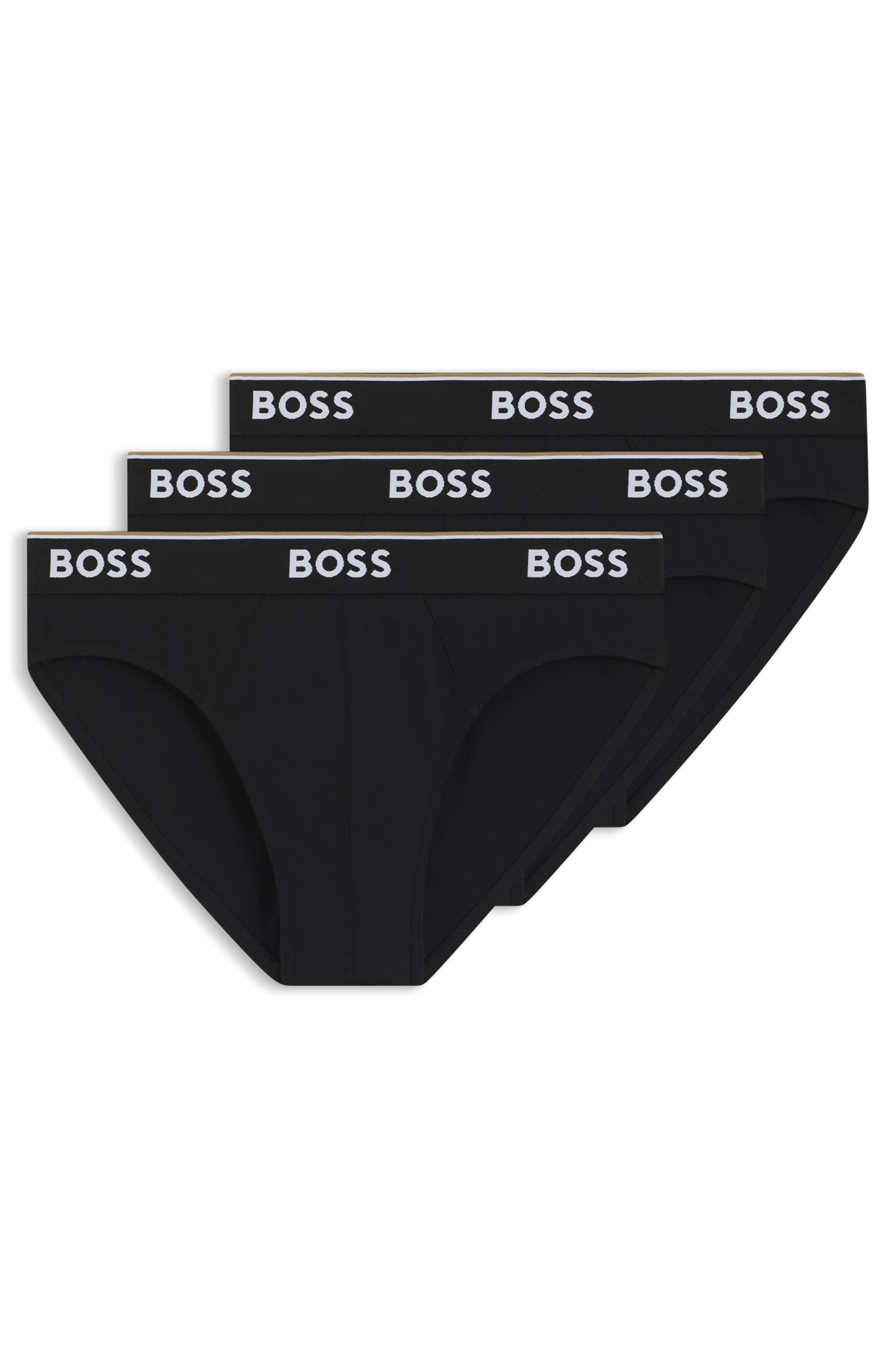 Three-pack of stretch-cotton briefs with logo waistbands