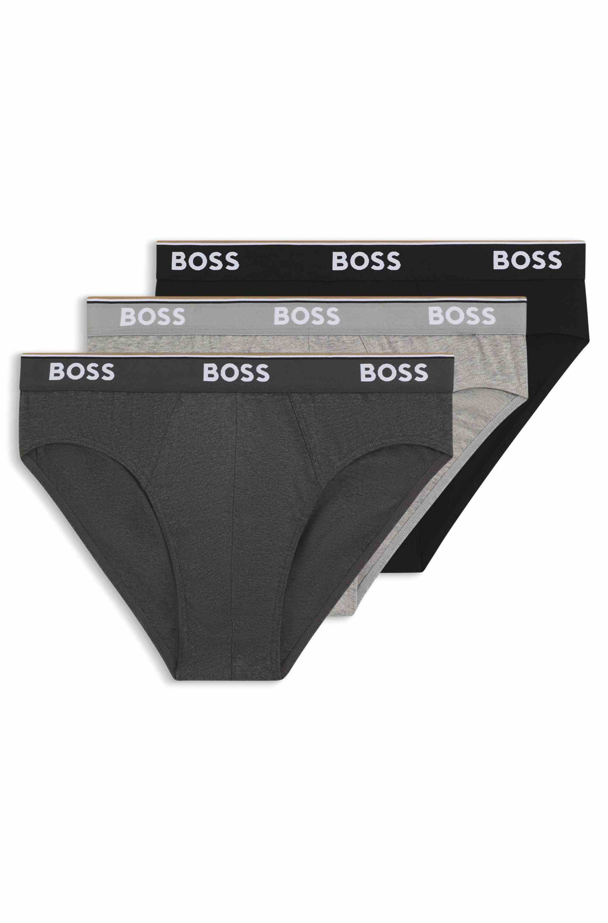 Three-pack of stretch-cotton briefs with logo waistbands