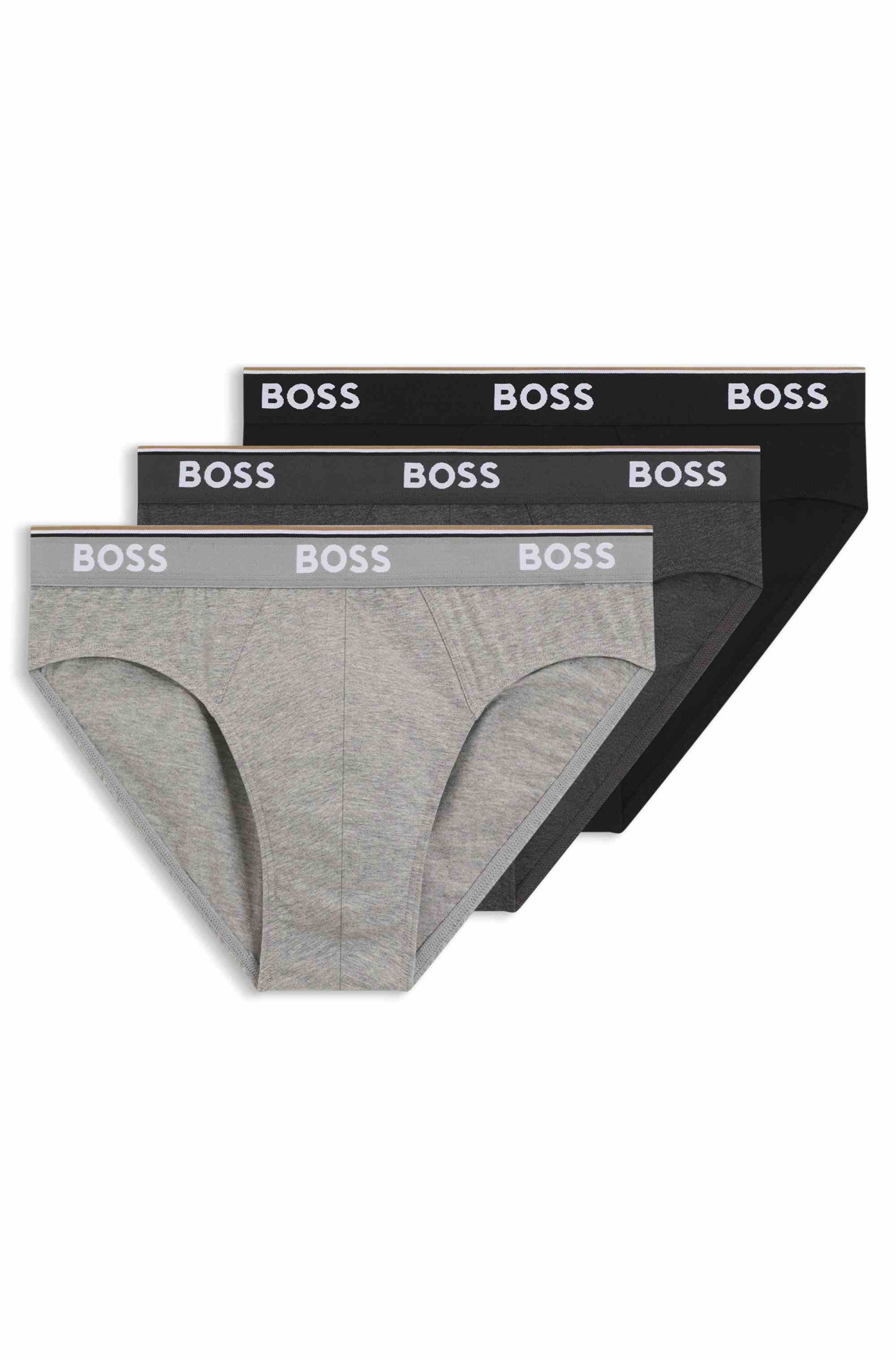 Three-pack of stretch-cotton briefs with logo waistbands