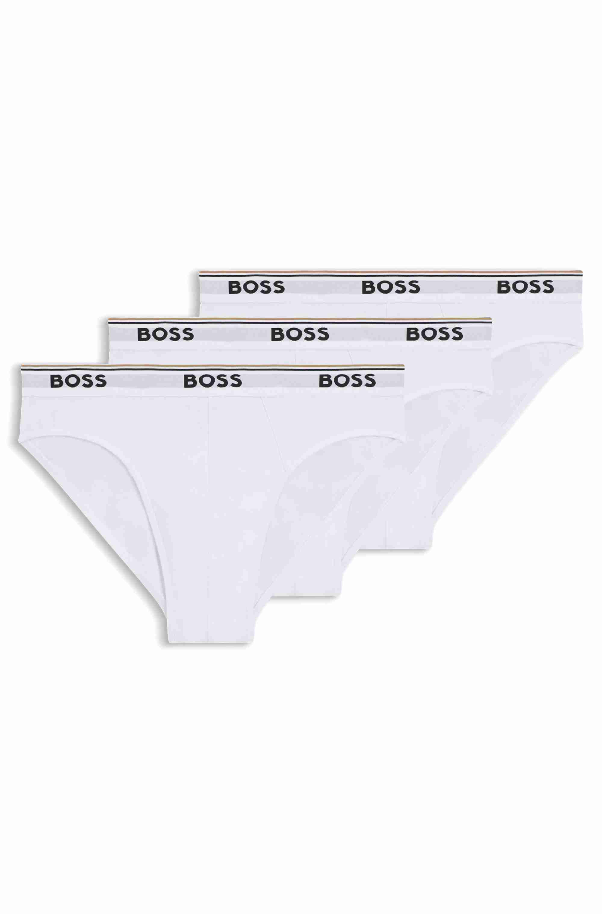 Three-pack of stretch-cotton briefs with logo waistbands