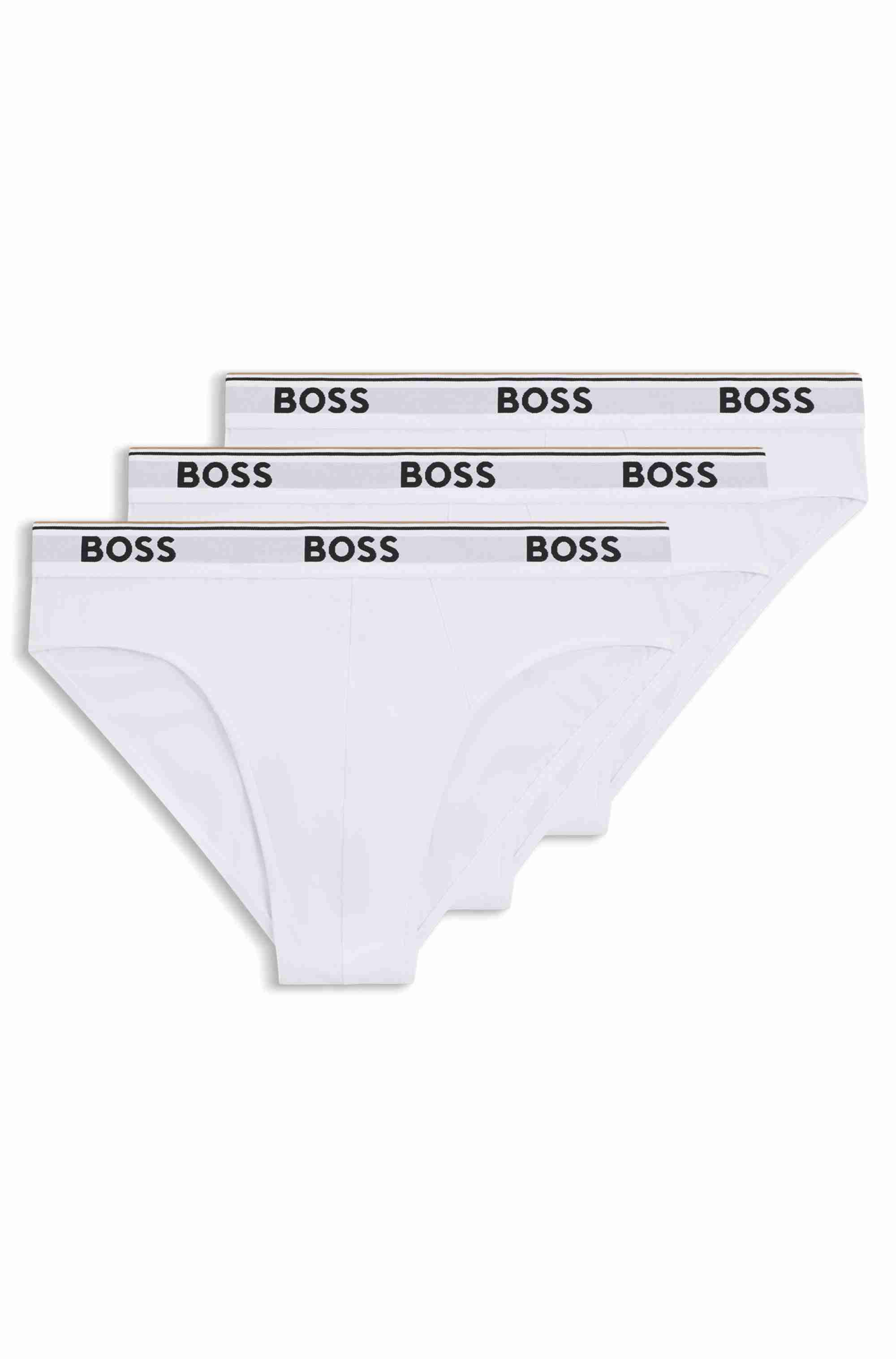 Three-pack of stretch-cotton briefs with logo waistbands
