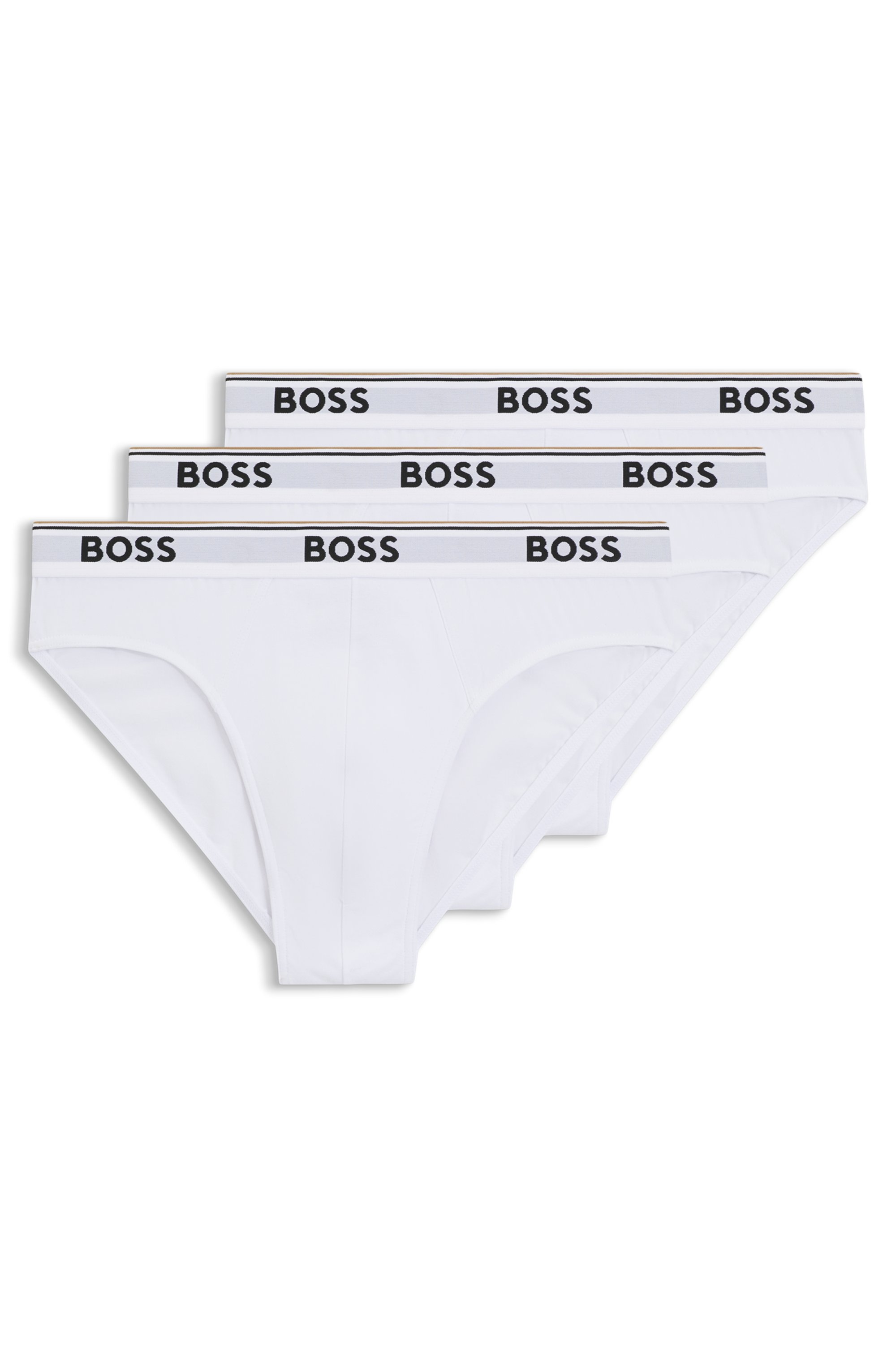 Three-pack of stretch-cotton briefs with logo waistbands