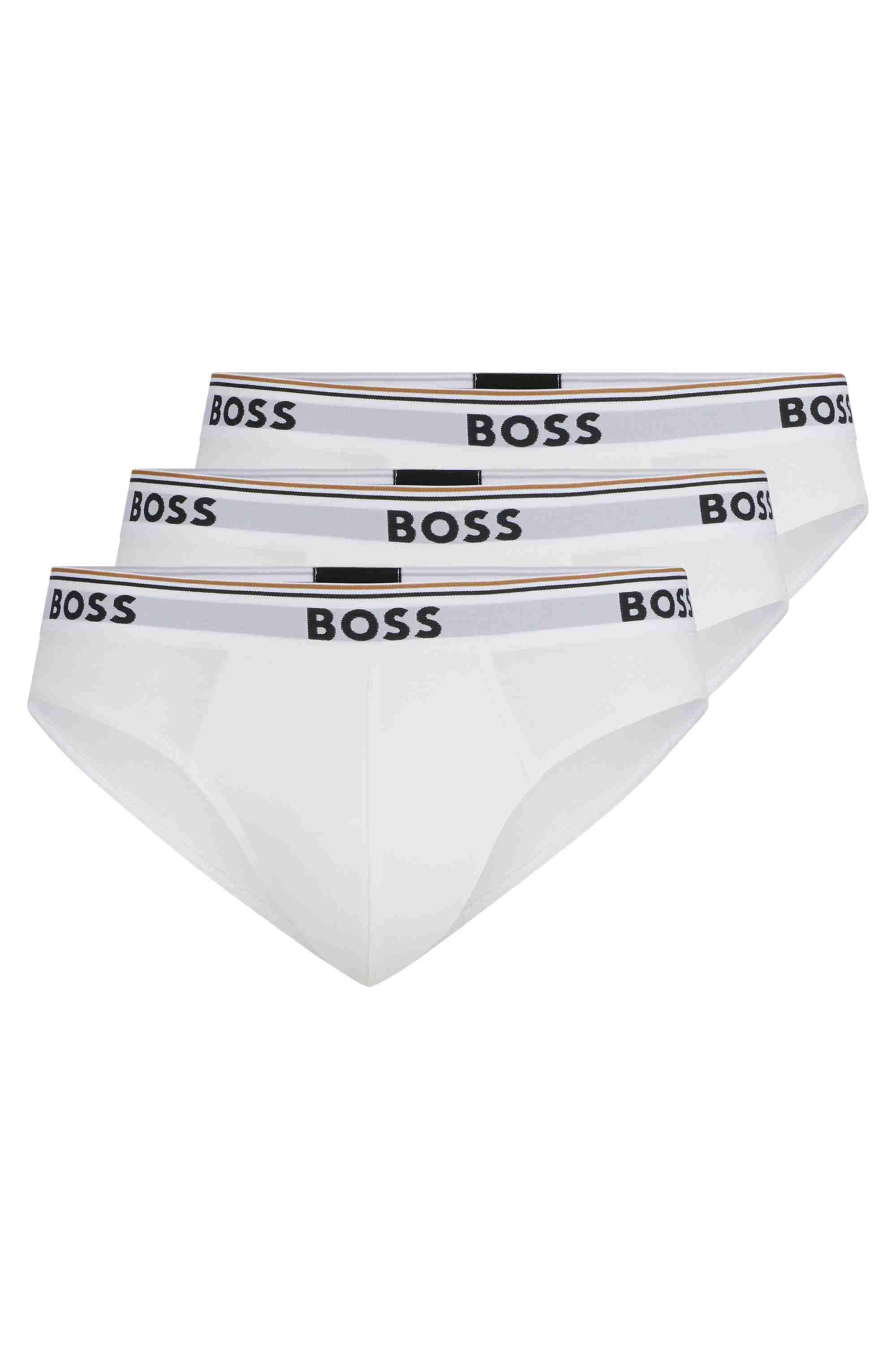 Three-pack of stretch-cotton briefs with logo waistbands