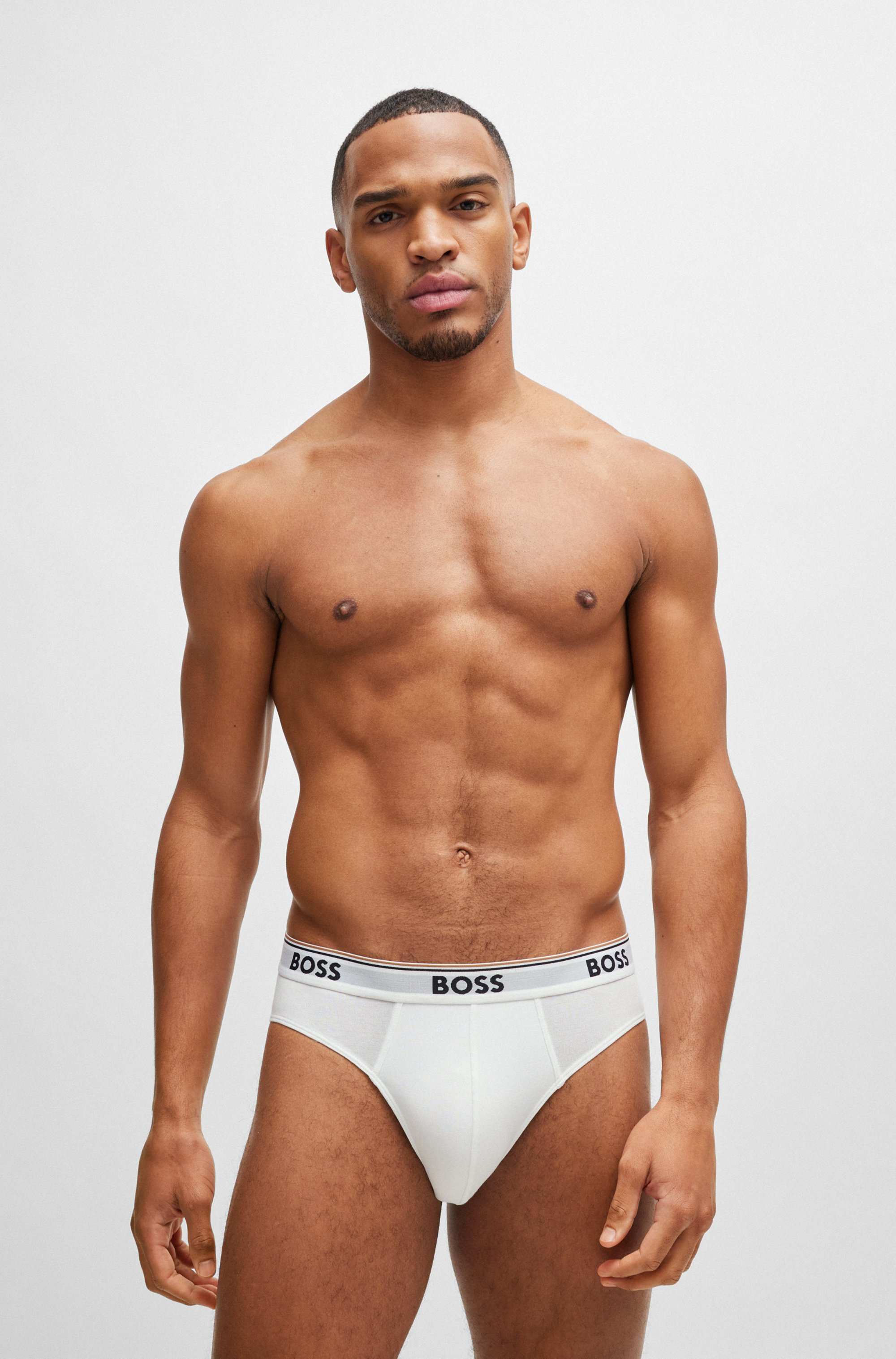 Three-pack of stretch-cotton briefs with logo waistbands