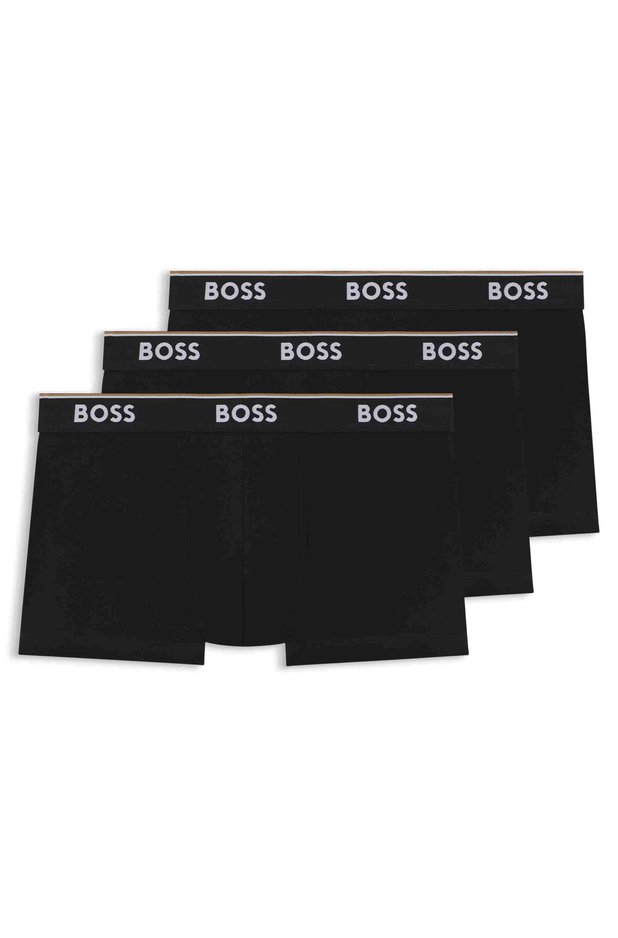 Three-pack of stretch-cotton trunks with logo waistbands