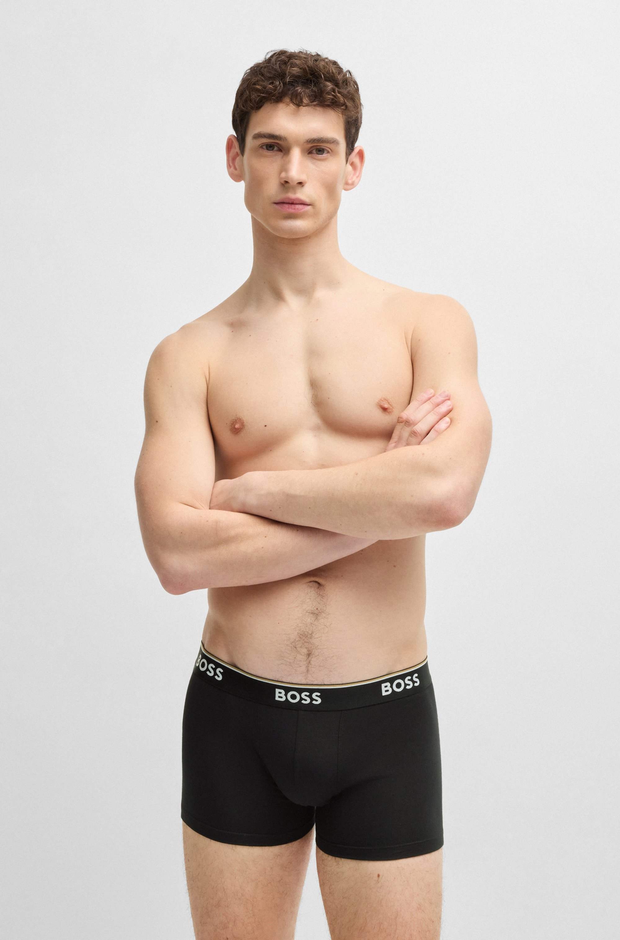 Three-pack of stretch-cotton trunks with logo waistbands