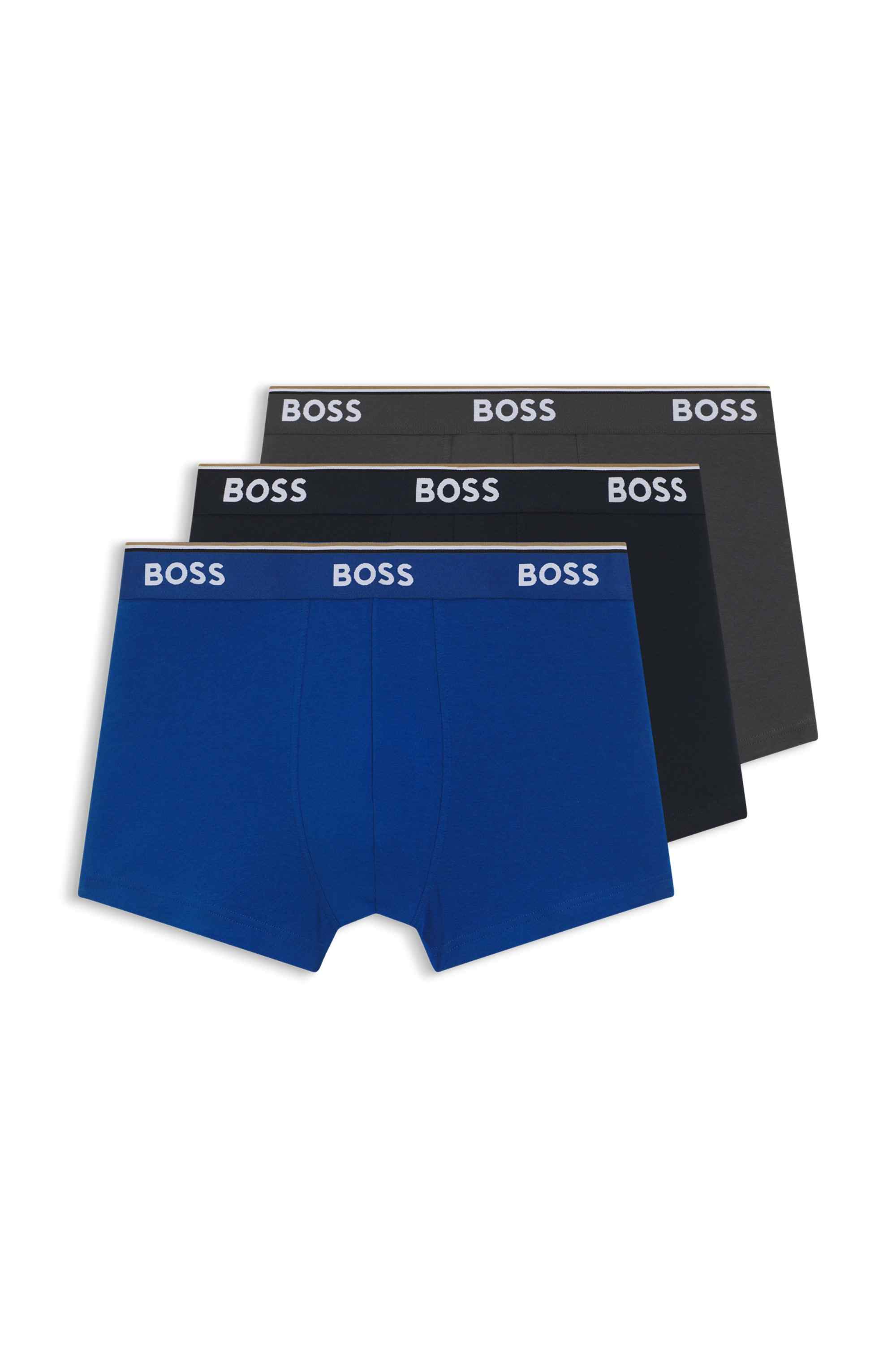 Three-pack of stretch-cotton trunks with logo waistbands