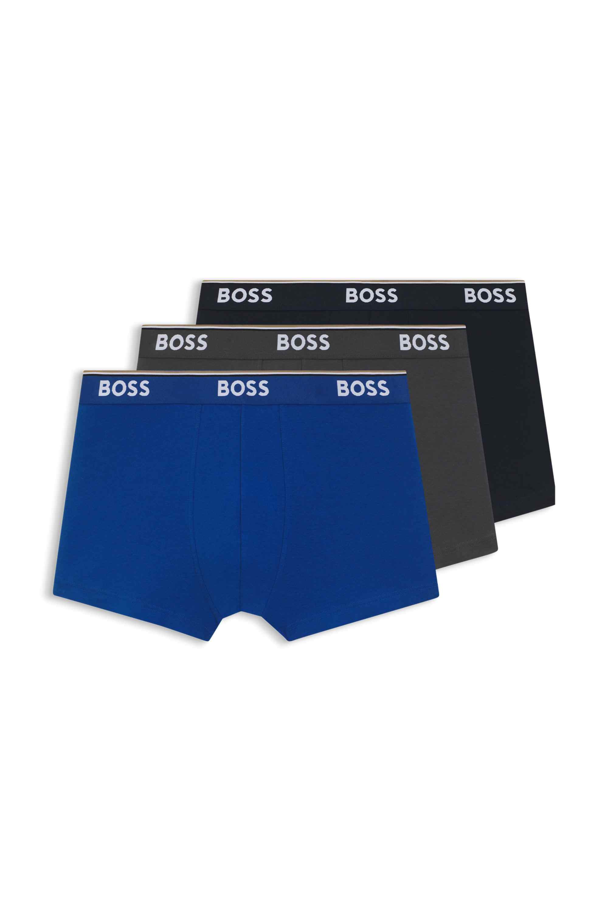 Three-pack of stretch-cotton trunks with logo waistbands