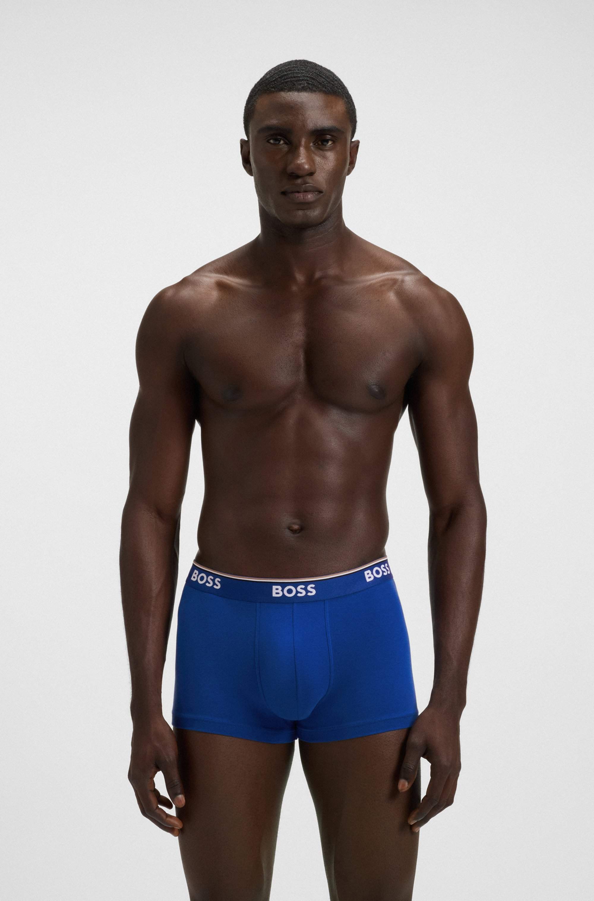 Three-pack of stretch-cotton trunks with logo waistbands