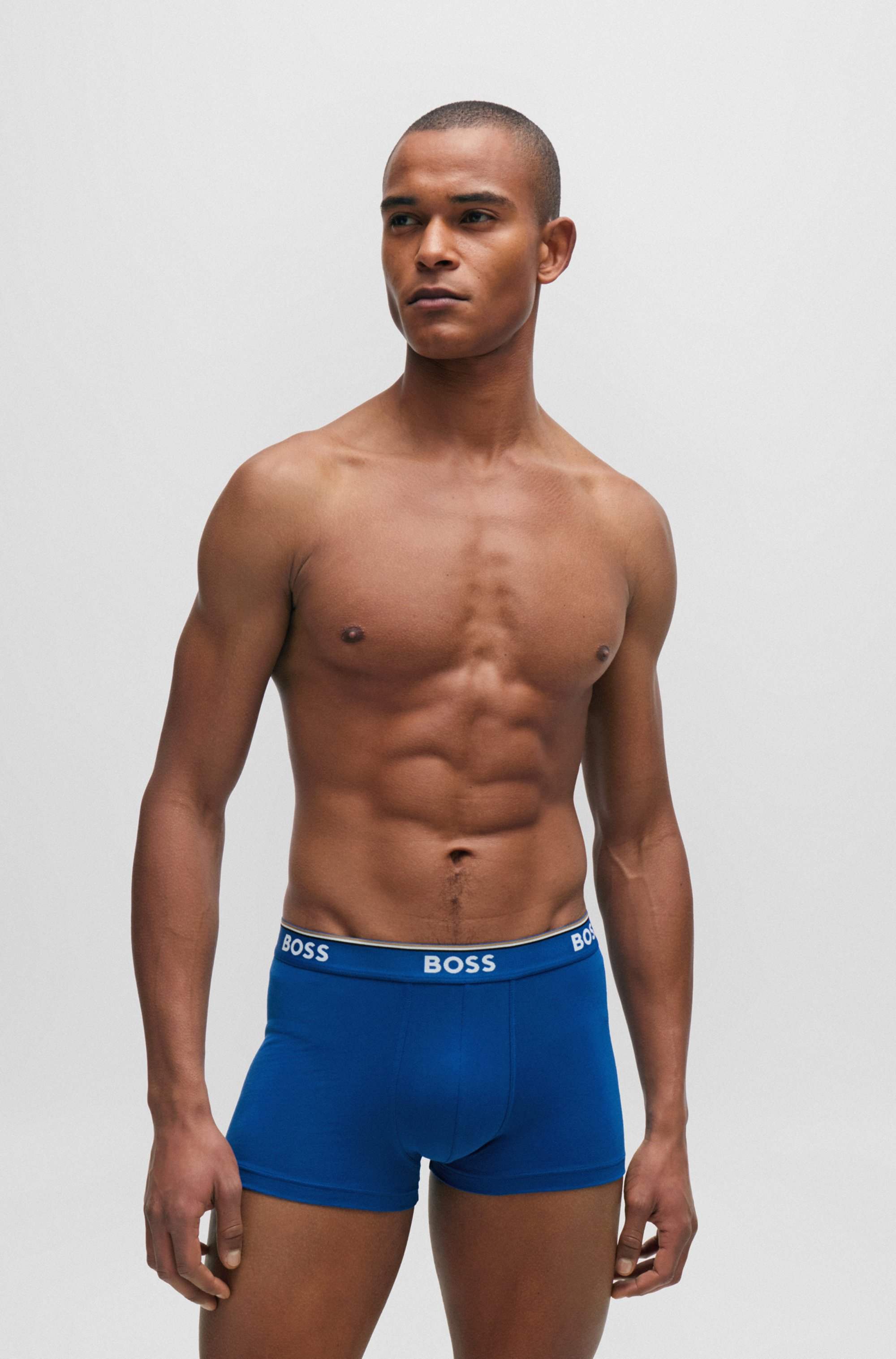 Three-pack of stretch-cotton trunks with logo waistbands