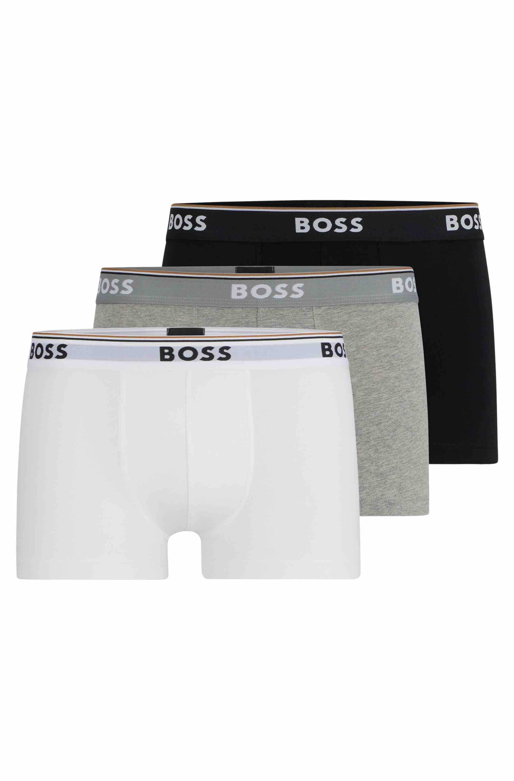 Three-pack of stretch-cotton trunks with logo waistbands