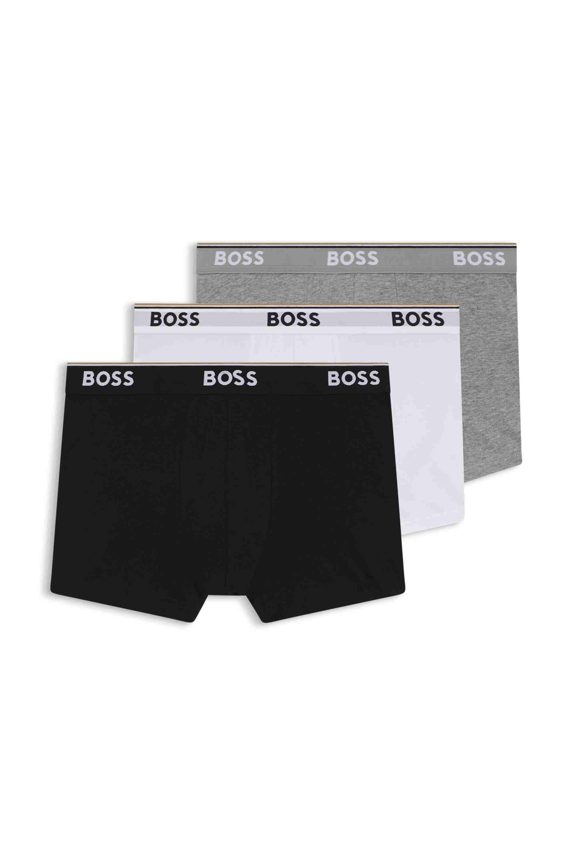 Three-pack of stretch-cotton trunks with logo waistbands