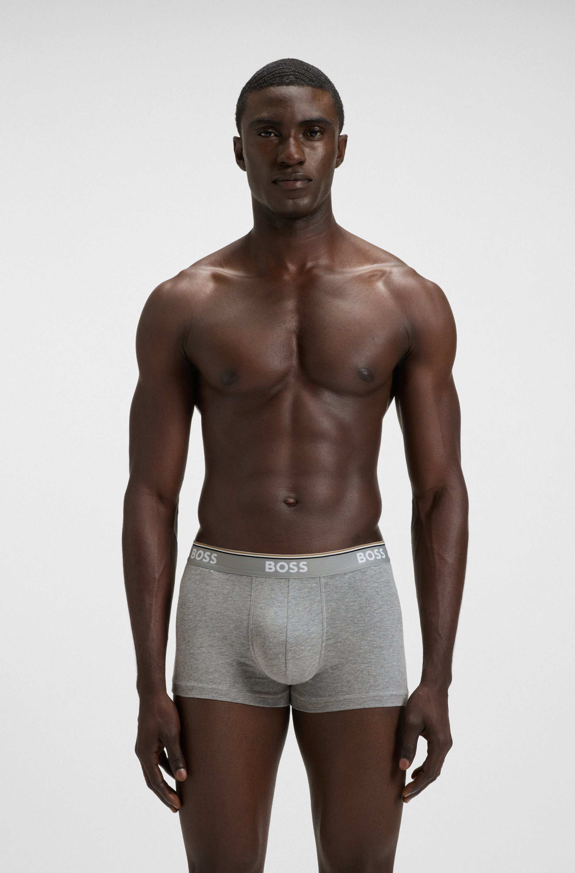 Stretch-cotton trunks with repeat logos