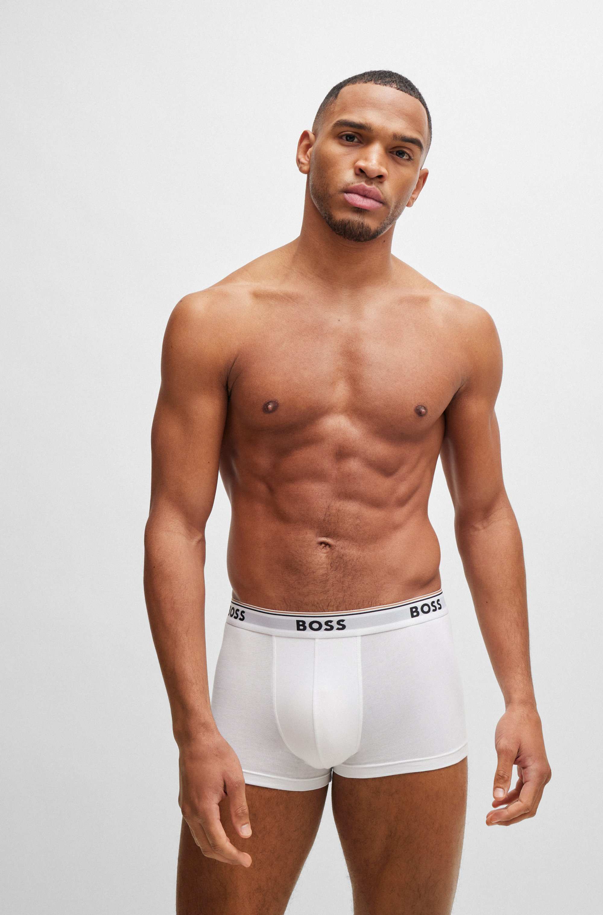 Three-pack of stretch-cotton trunks with logo waistbands