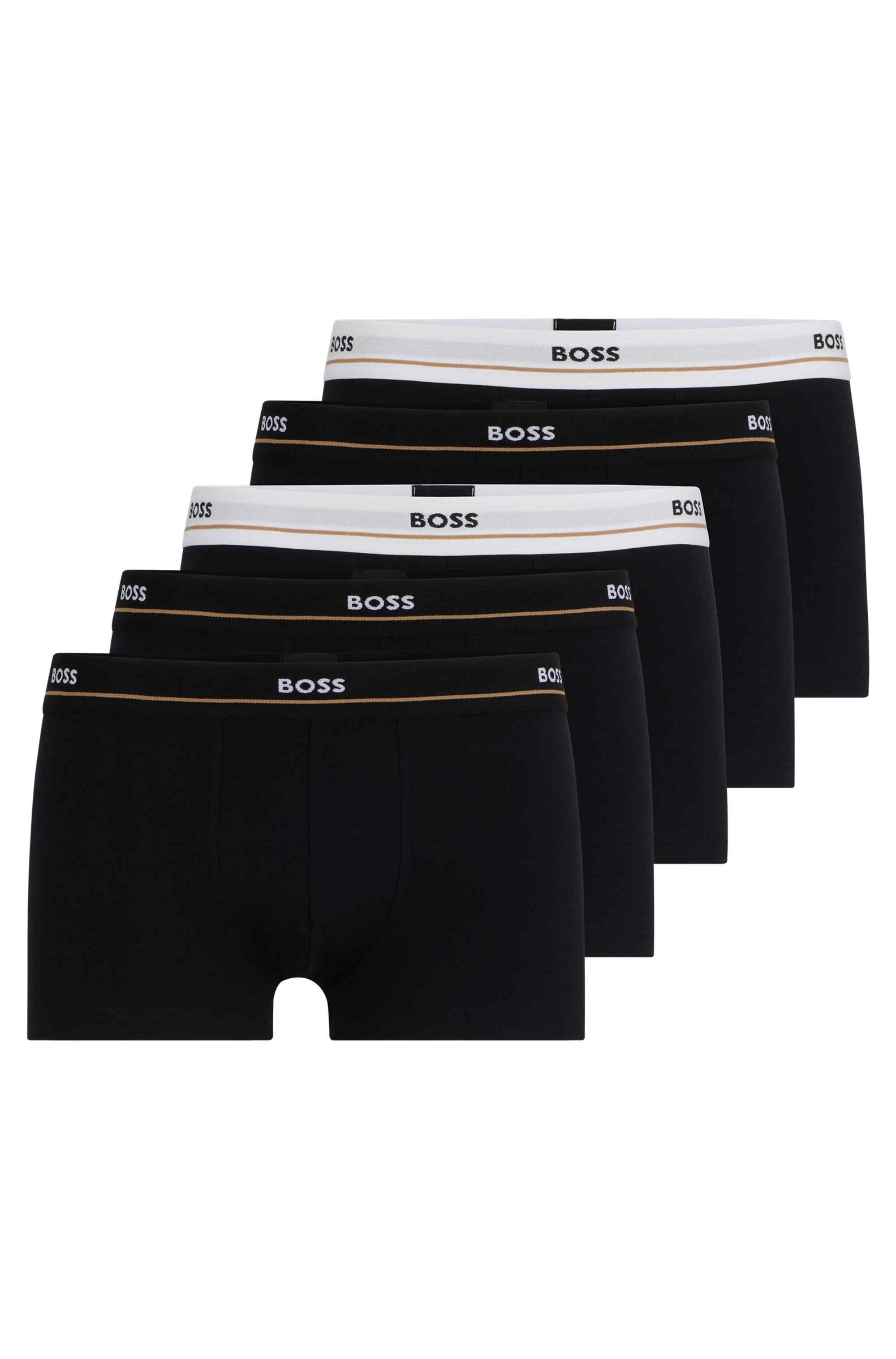 Five-pack of stretch-cotton trunks with logo waistbands