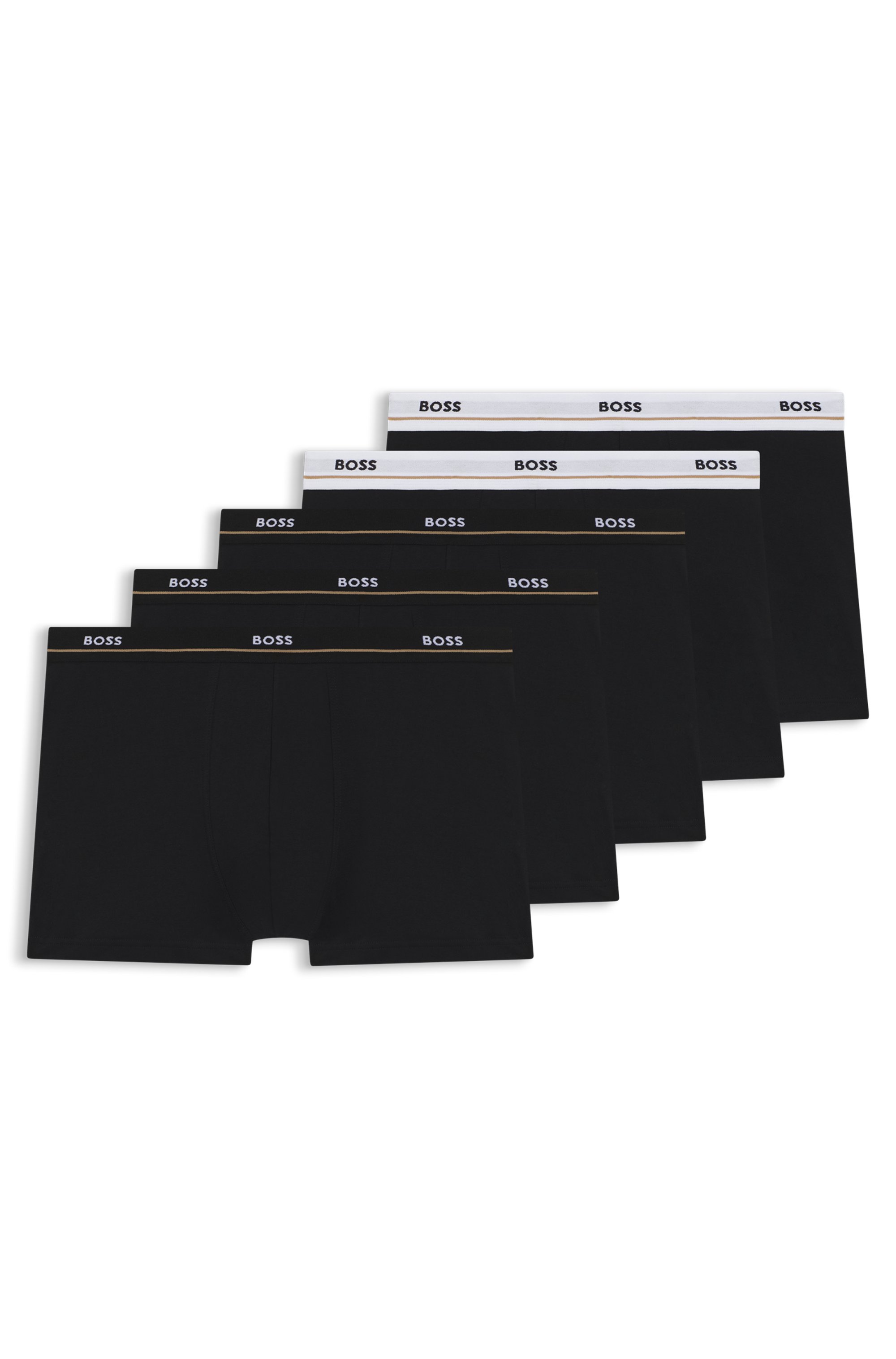 Five-pack of stretch-cotton trunks with logo waistbands