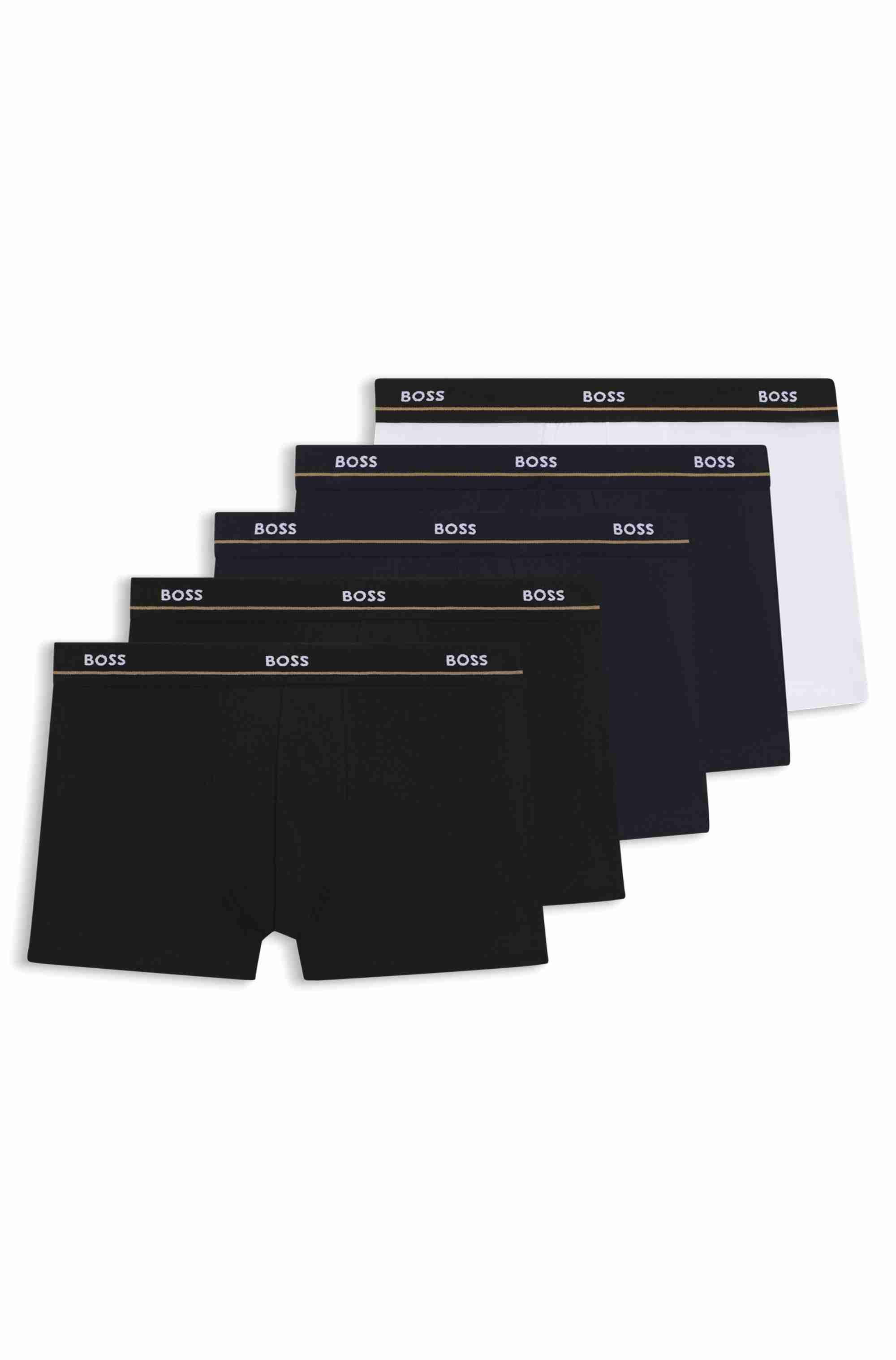 Five-pack of stretch-cotton trunks with logo waistbands