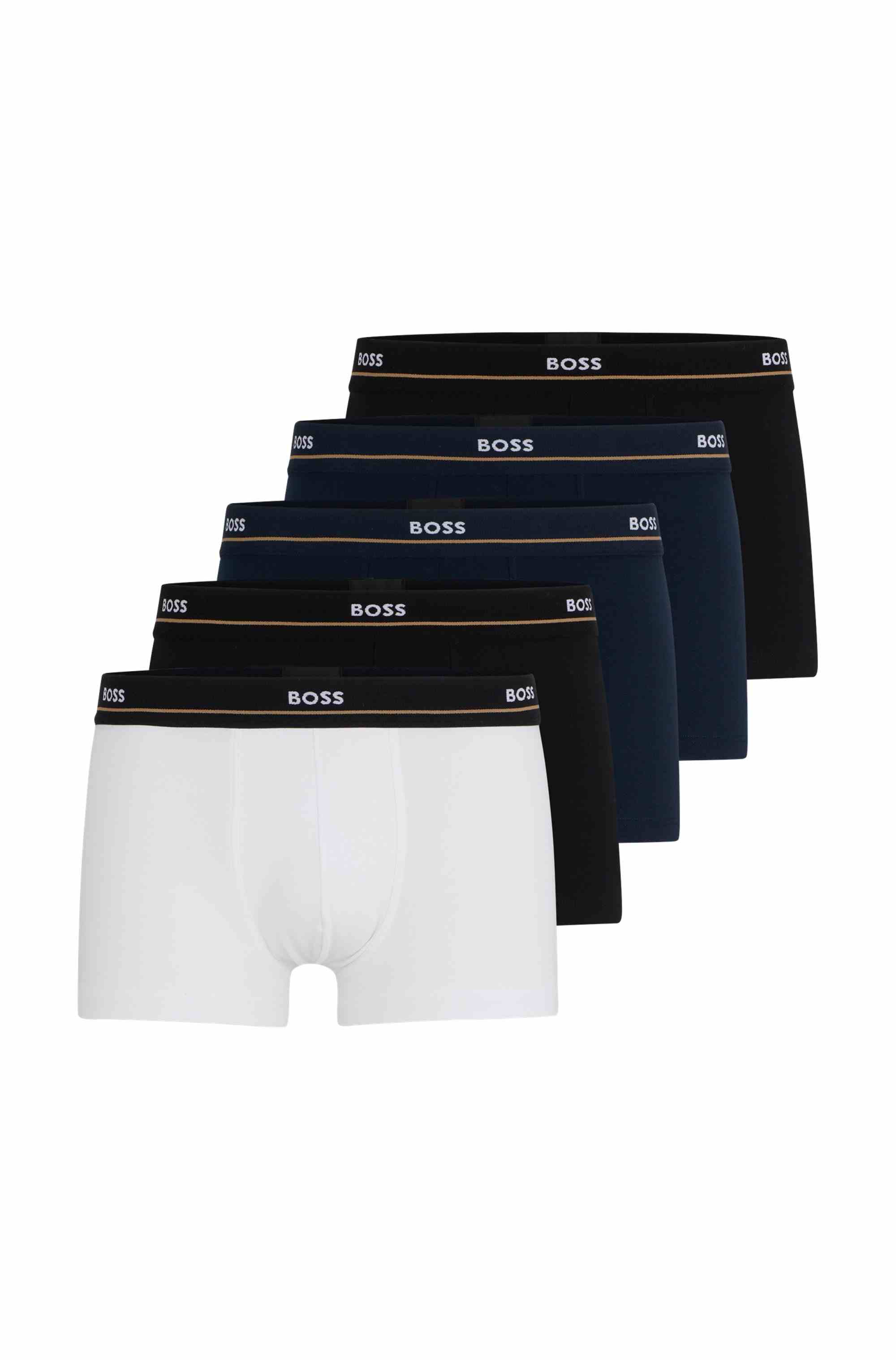 Five-pack of stretch-cotton trunks with logo waistbands